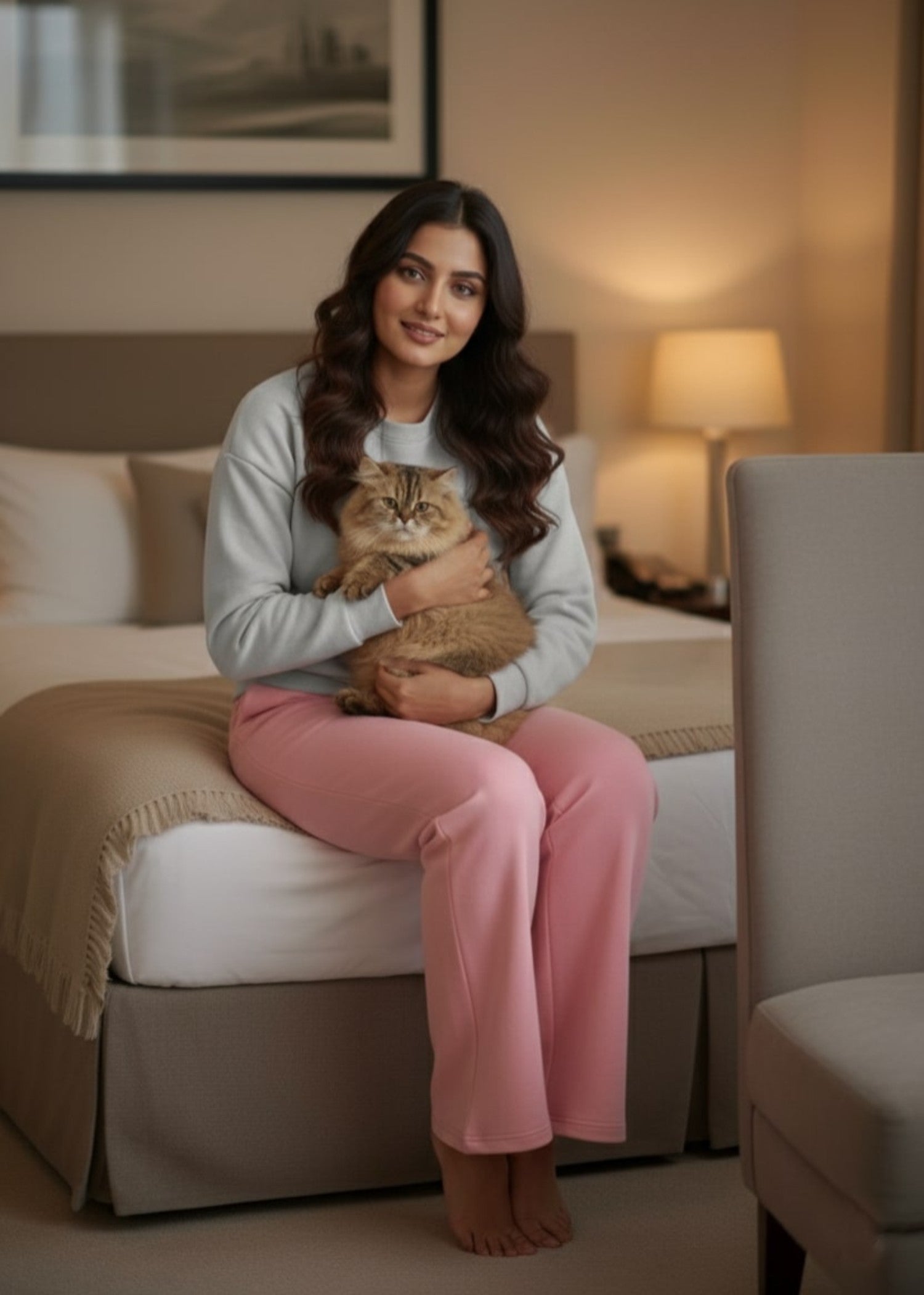 fleece Trousers in Cotton candy pink