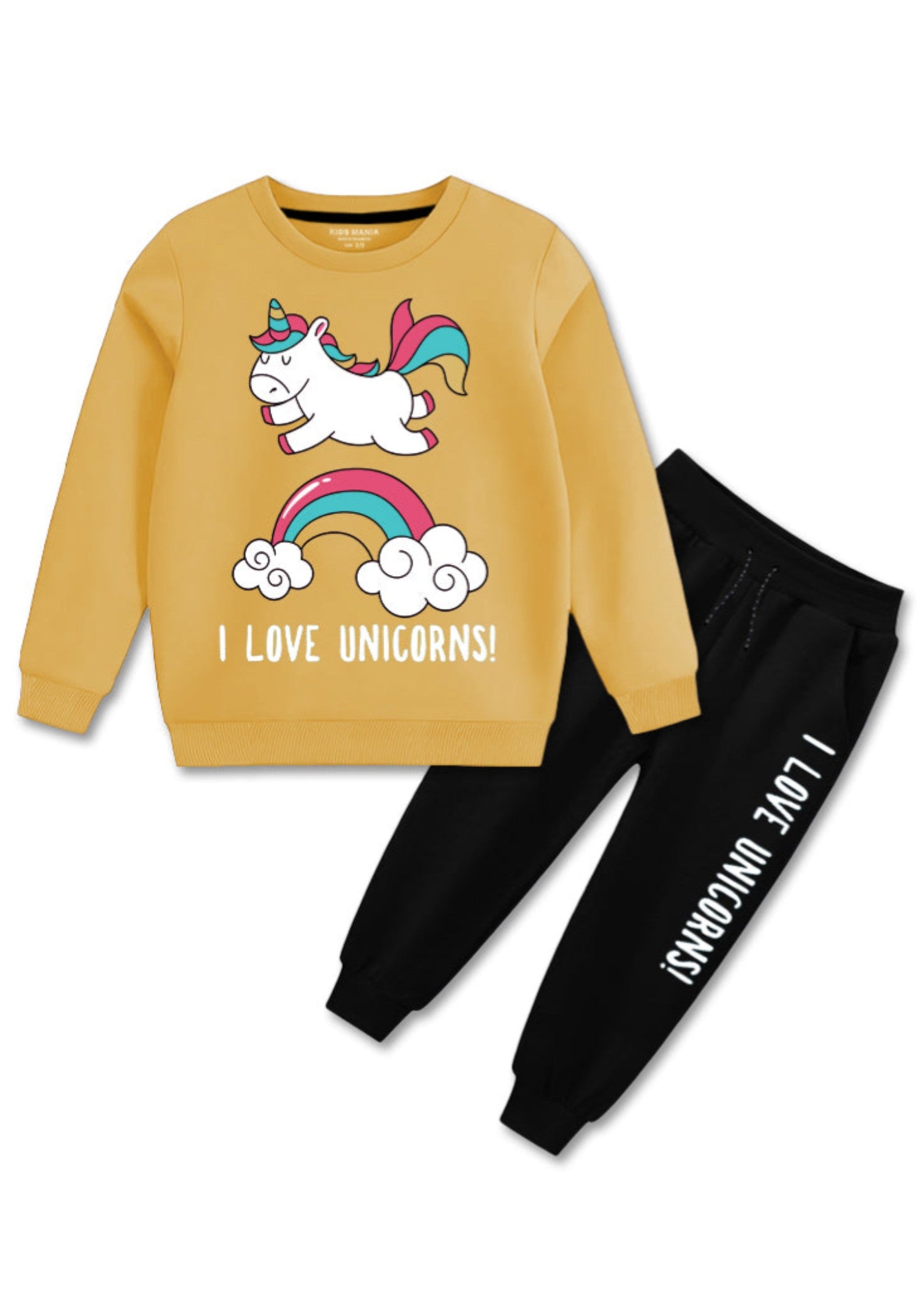 fleece Sweatshirt in Black, mustard