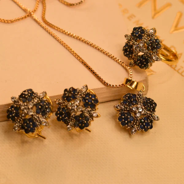 Jewelry Set in Blue Color by - Trendy Women Jewelry Set ODB0672