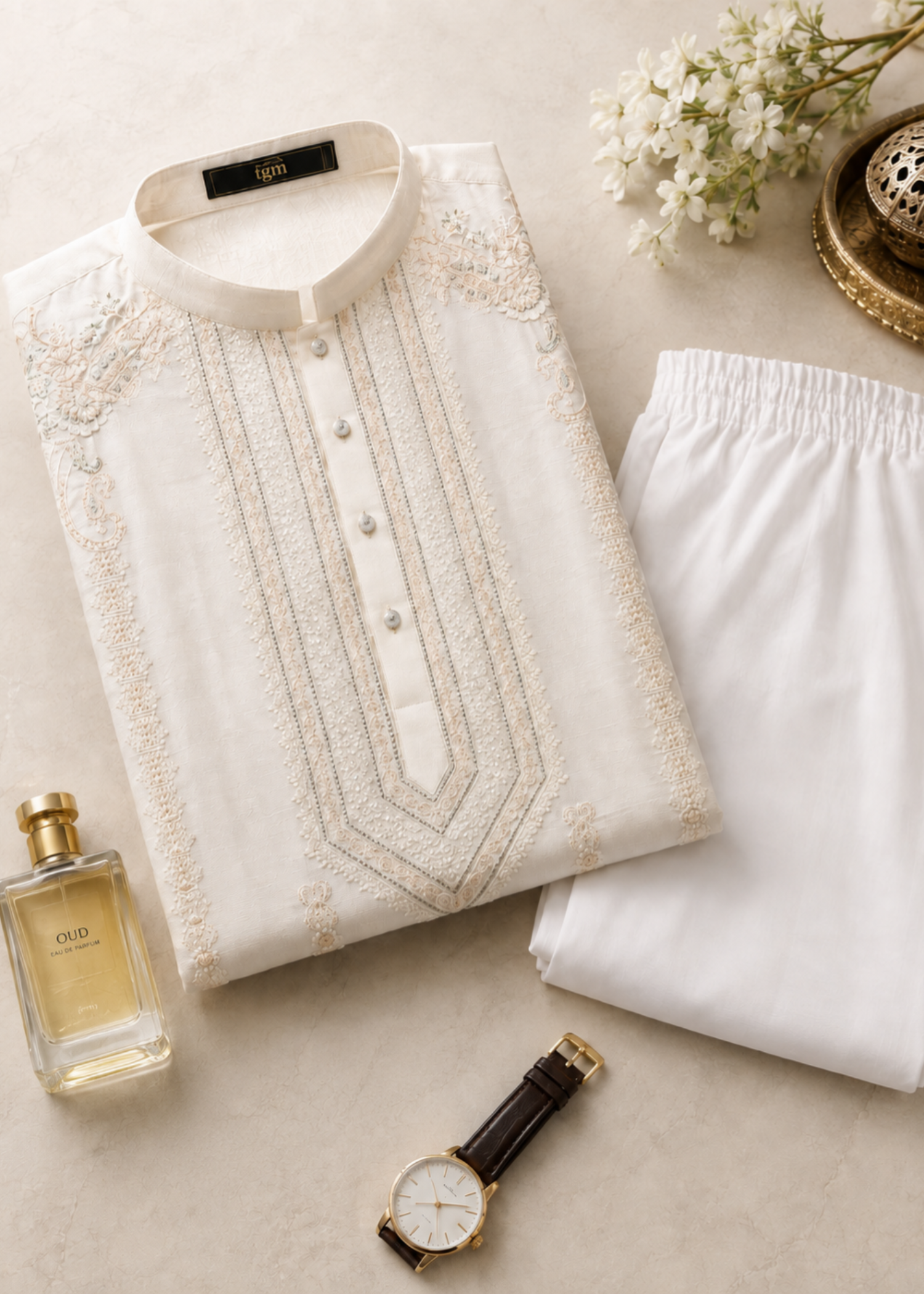 pk raw silk Kurta Set in Cream