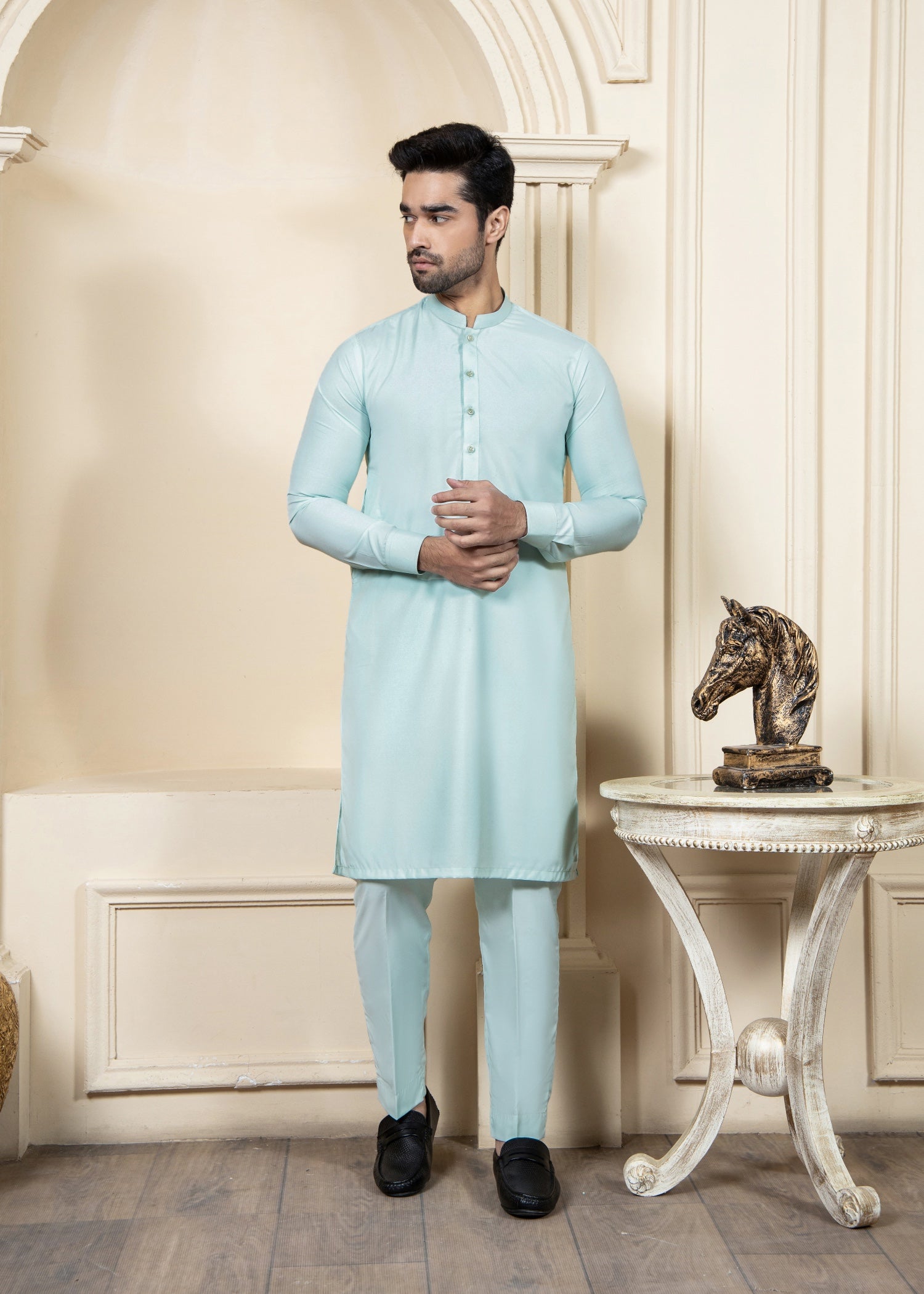 wash & wear Kurta Set in Aquamarine