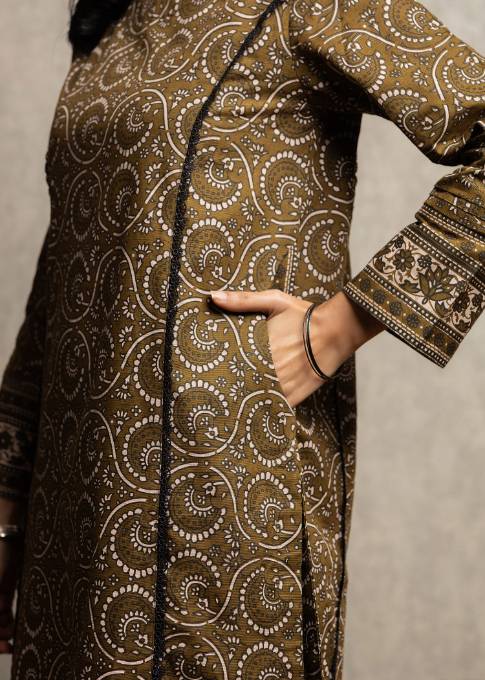 khaddar Kurti in Green