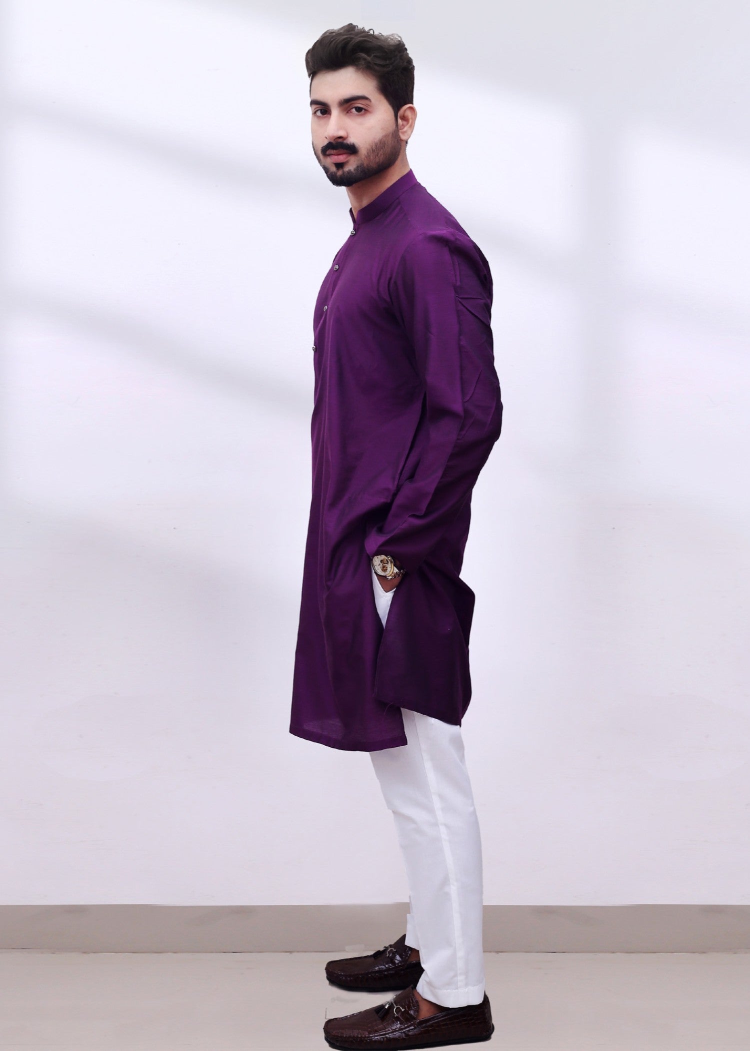 viscose raw silk Kurta in Indigo