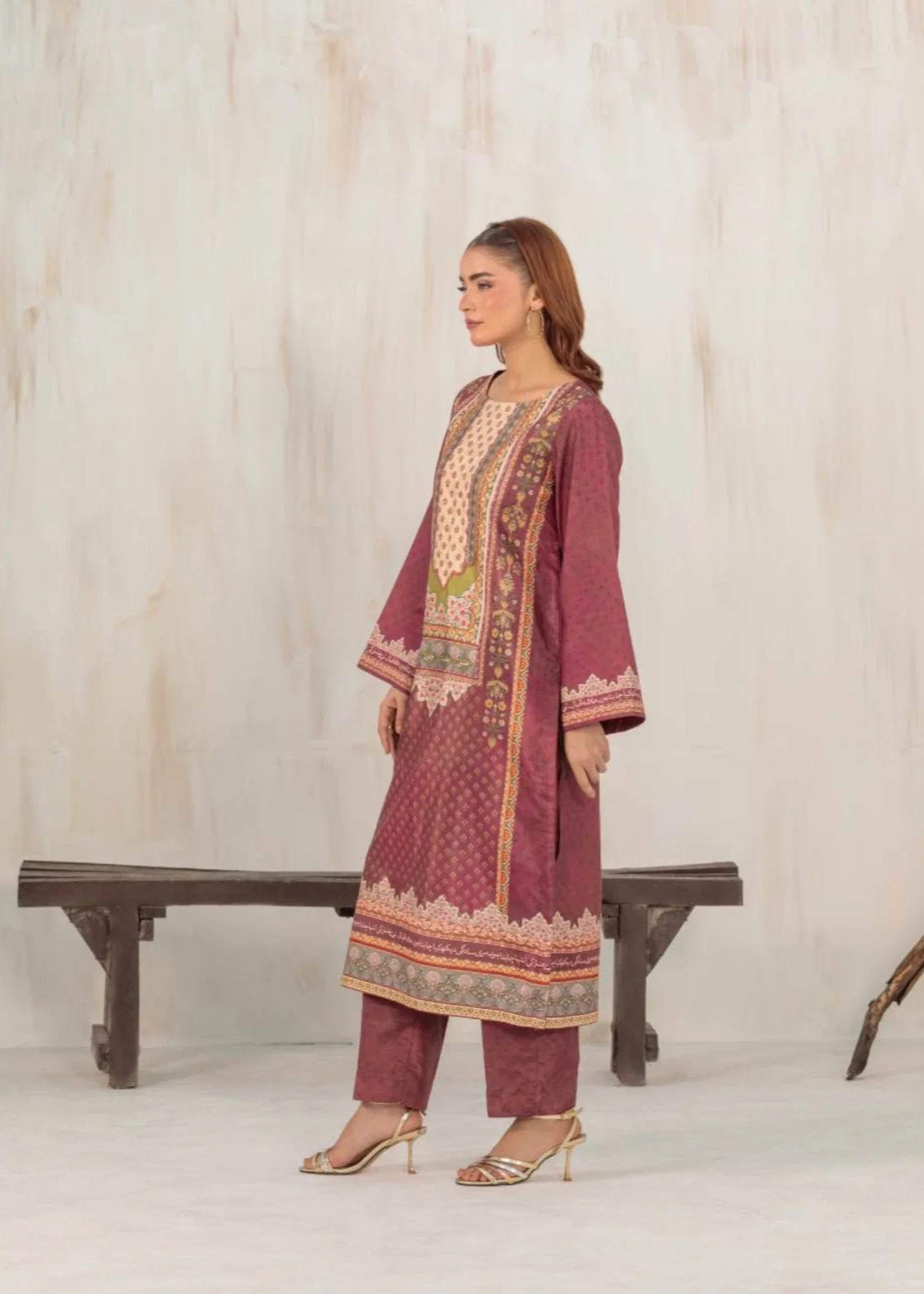 viscose raw silk Kurta Set in Mauve
