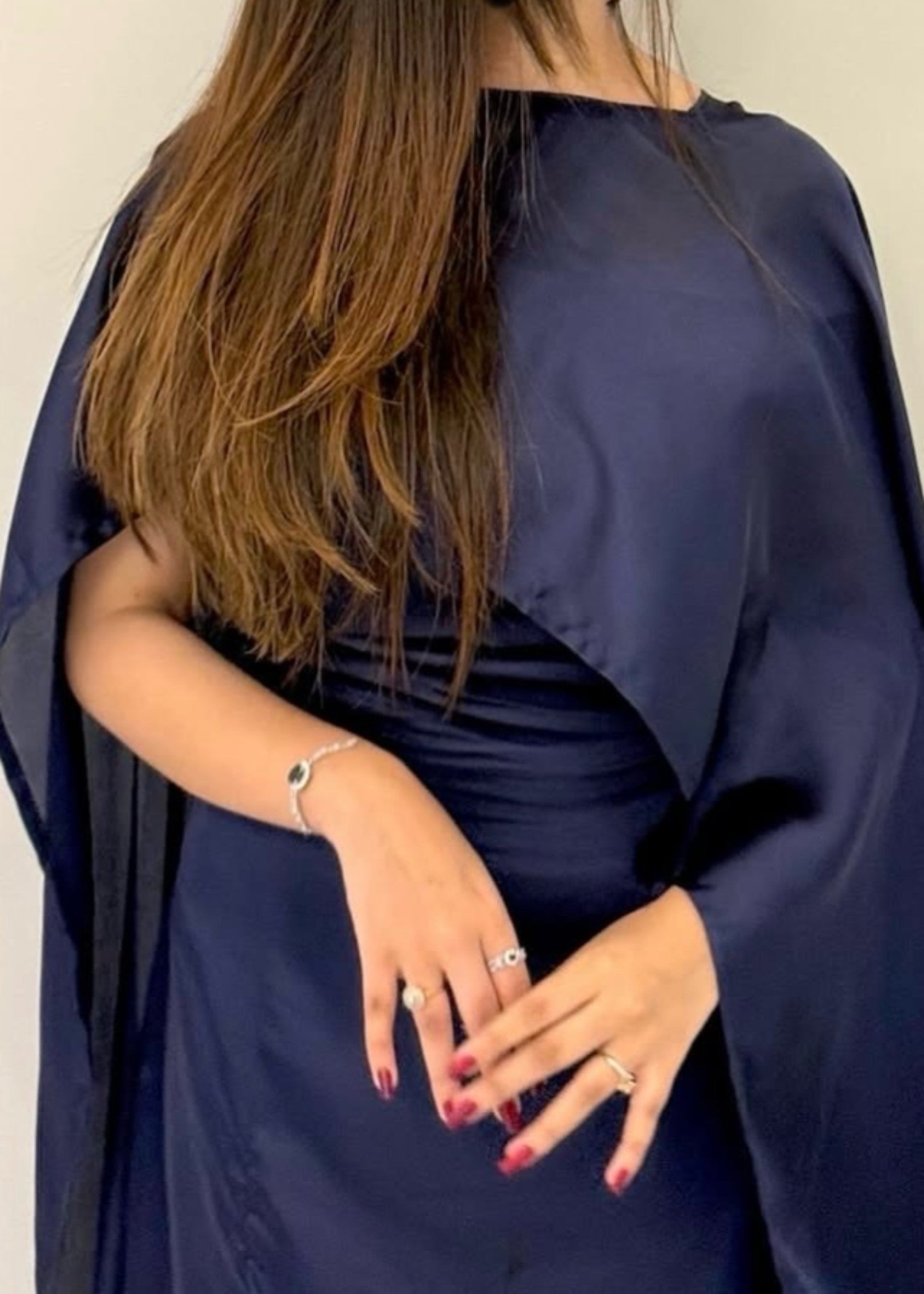 satin silk Dress in Navy blue