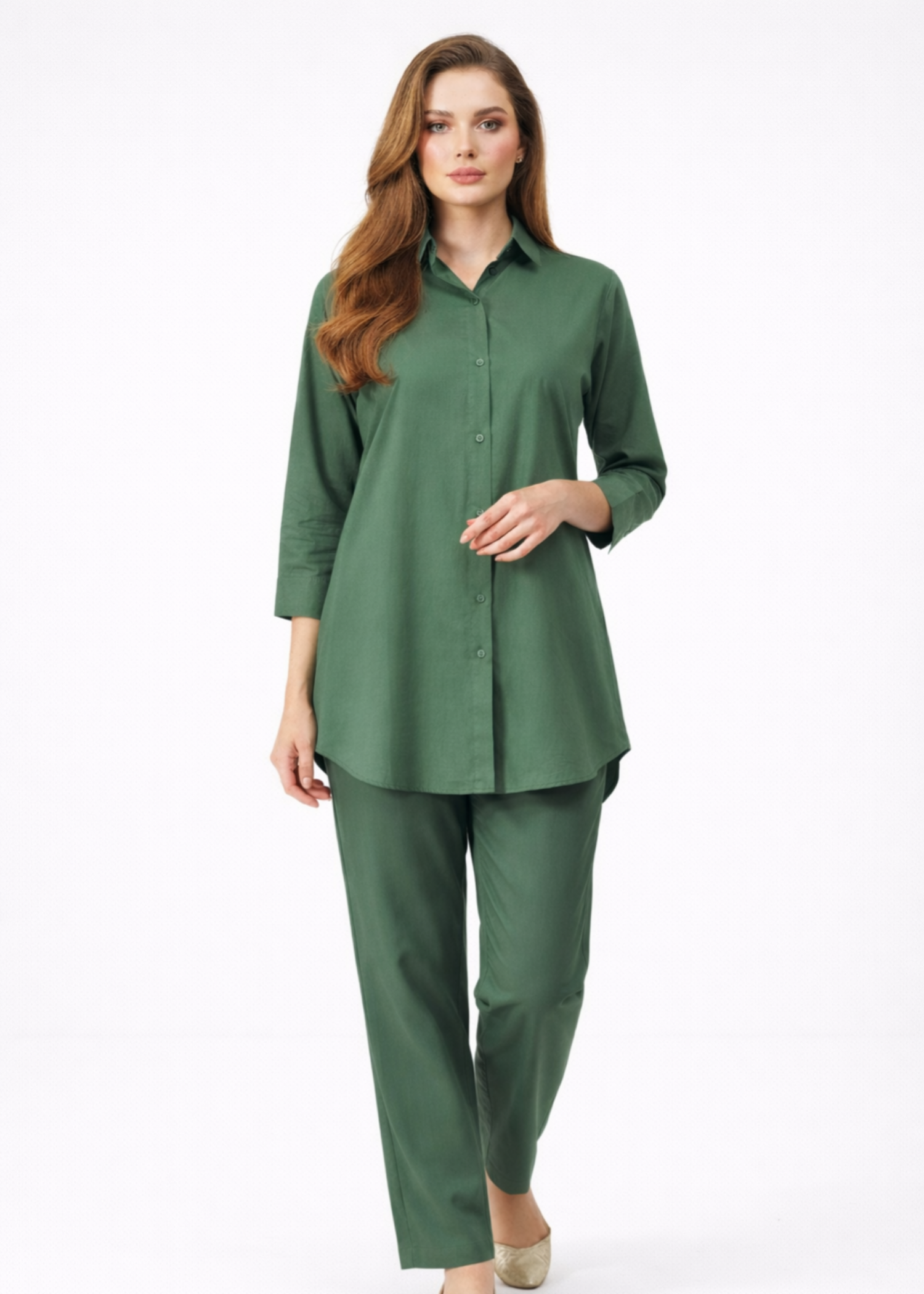 cambric cotton Co ord Sets in Green
