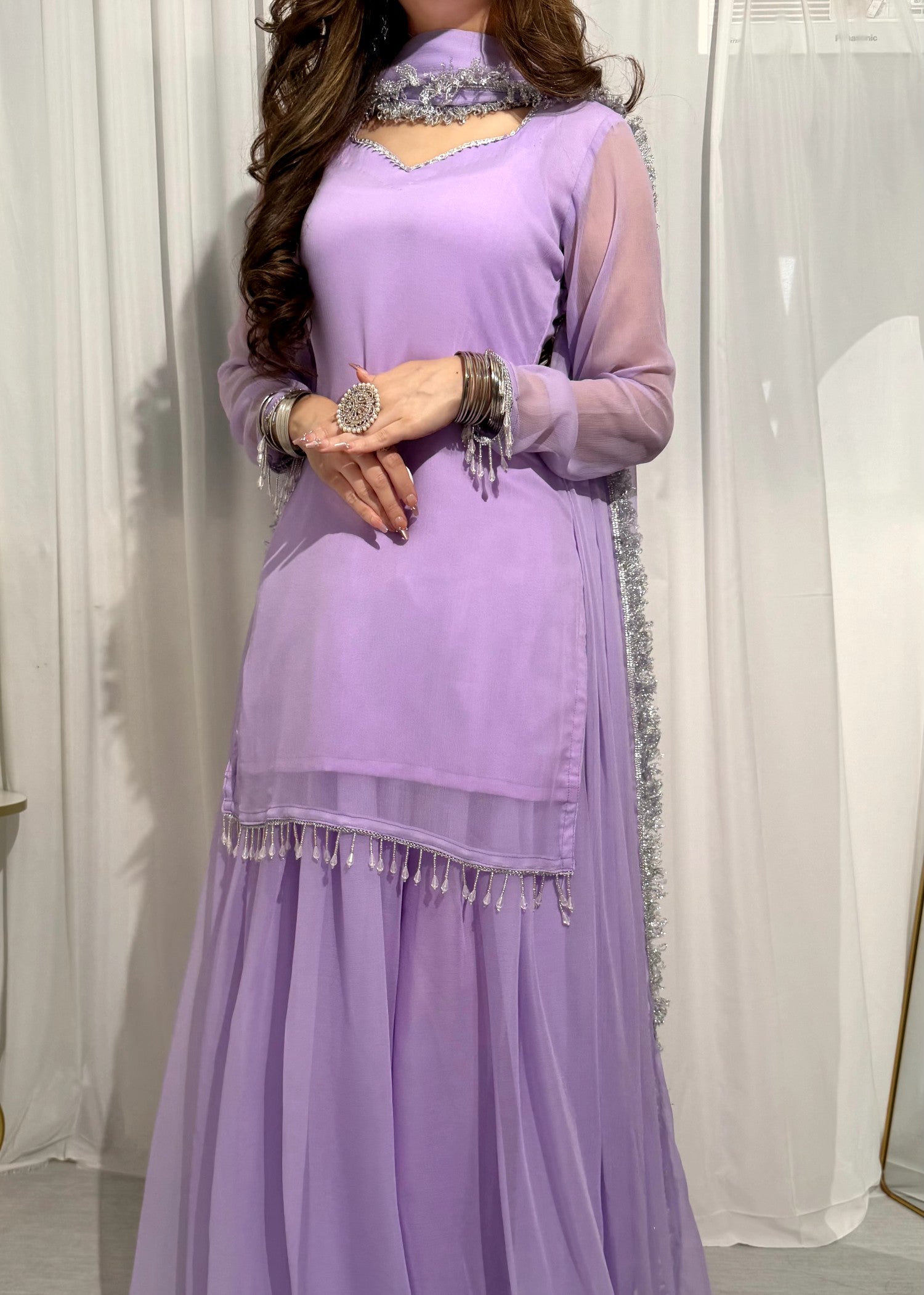 bemberg crinkle chiffon Sharara in Mauve