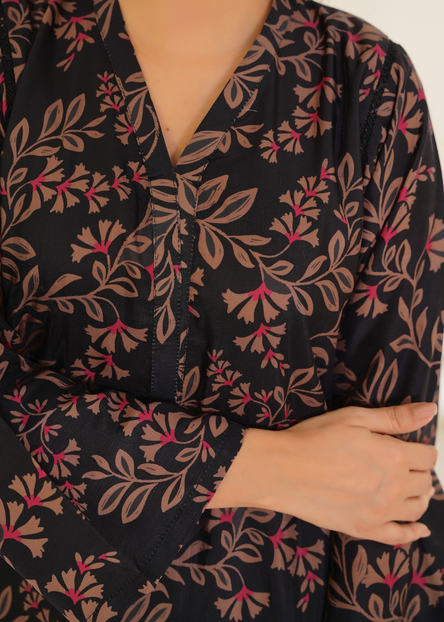 pk raw silk Kaftan in Charcoal black