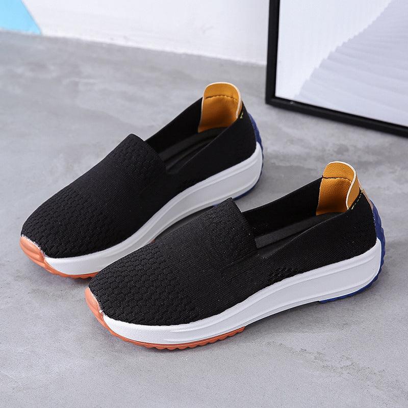 Large Size Women's Platform Shallow Mouth Single Shoes Casual Flying Shoes
