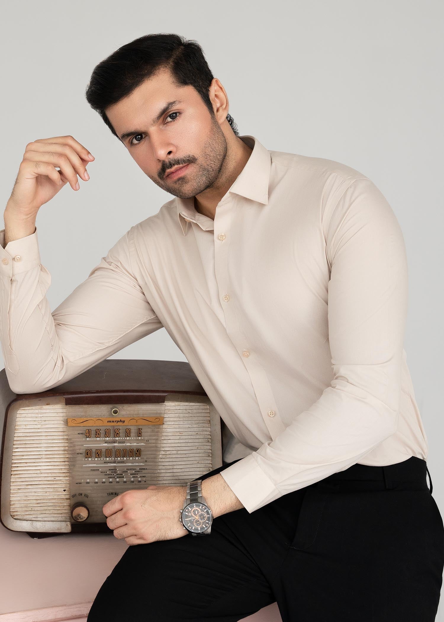 cotton Formal Shirt in Peach pink