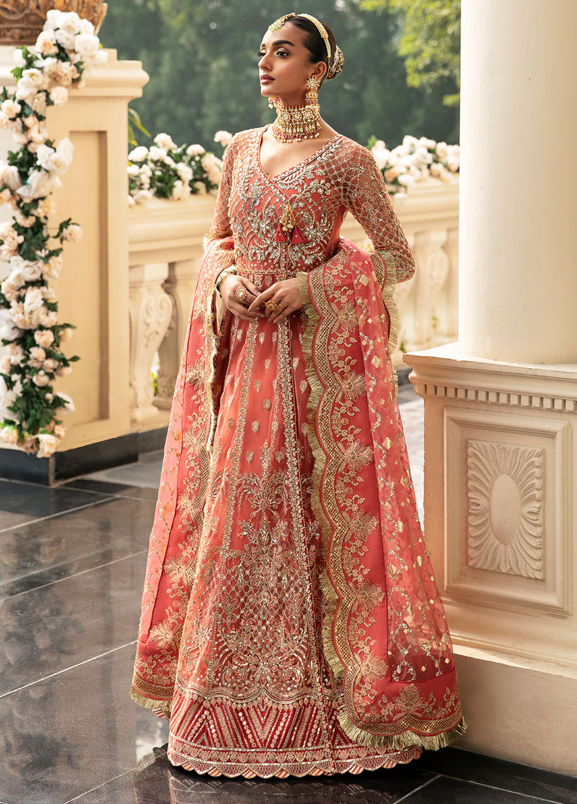 raw silk Pishwas in Yellow-orange