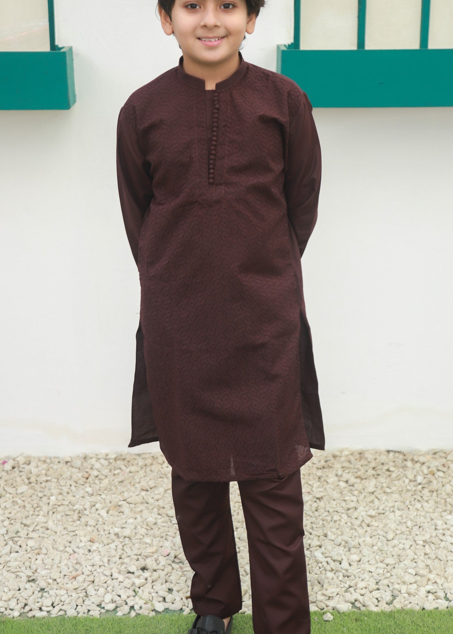 cotton Kurta Set in Burgundy