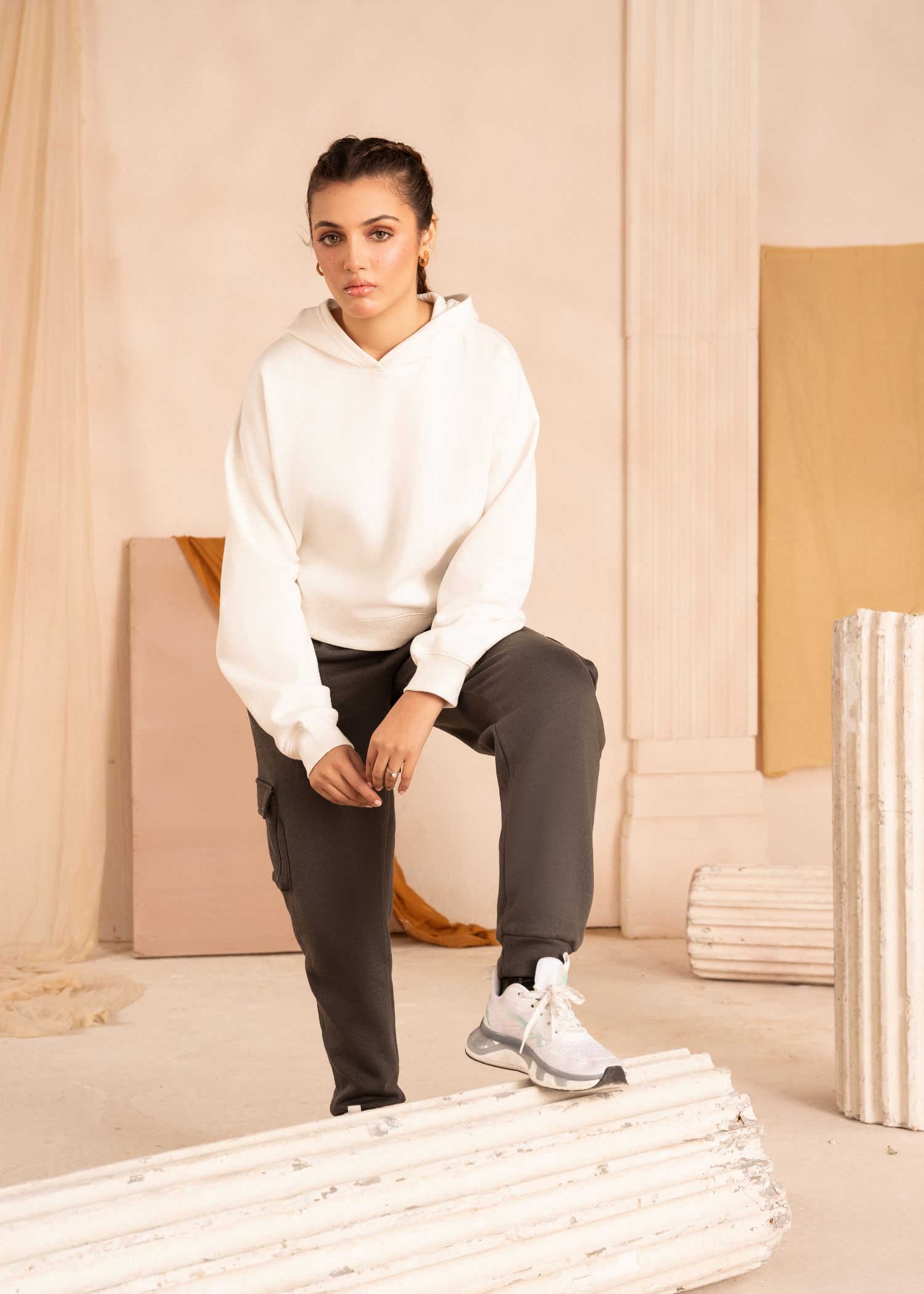 fleece Hoodie in White