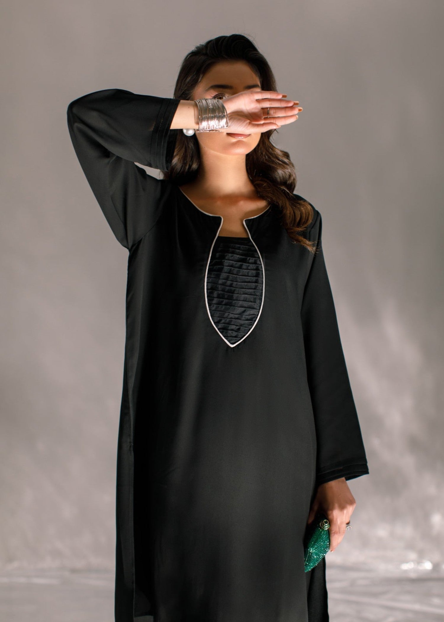 crepe georgette Kurta Set in Black