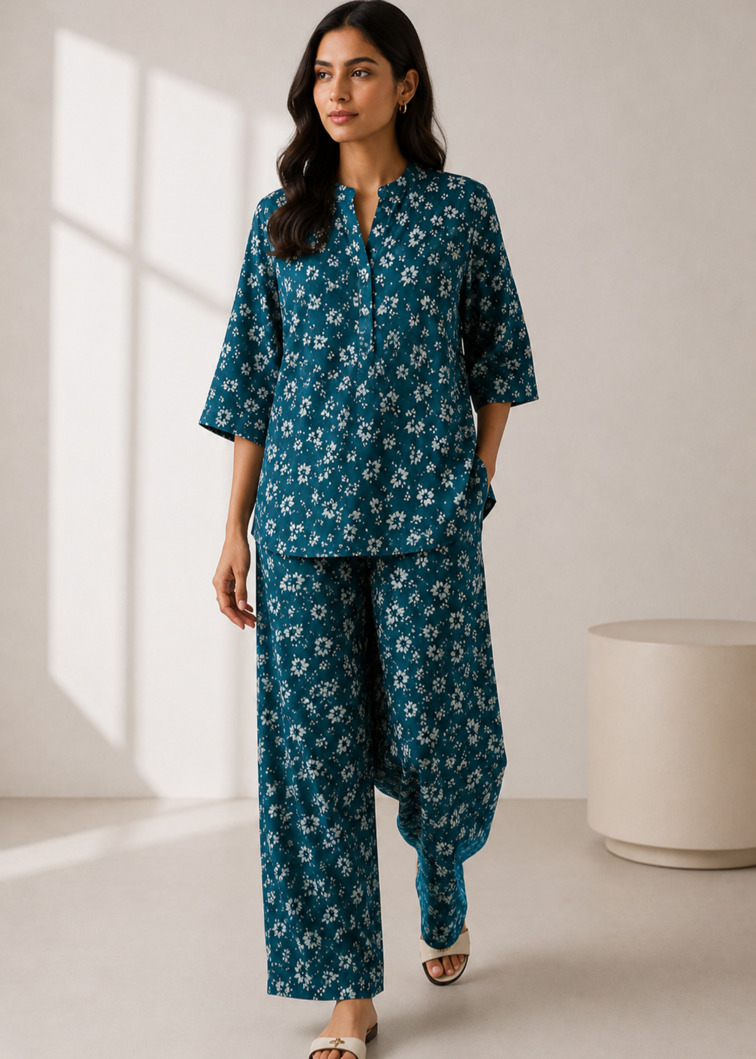 linen Trousers in Teal