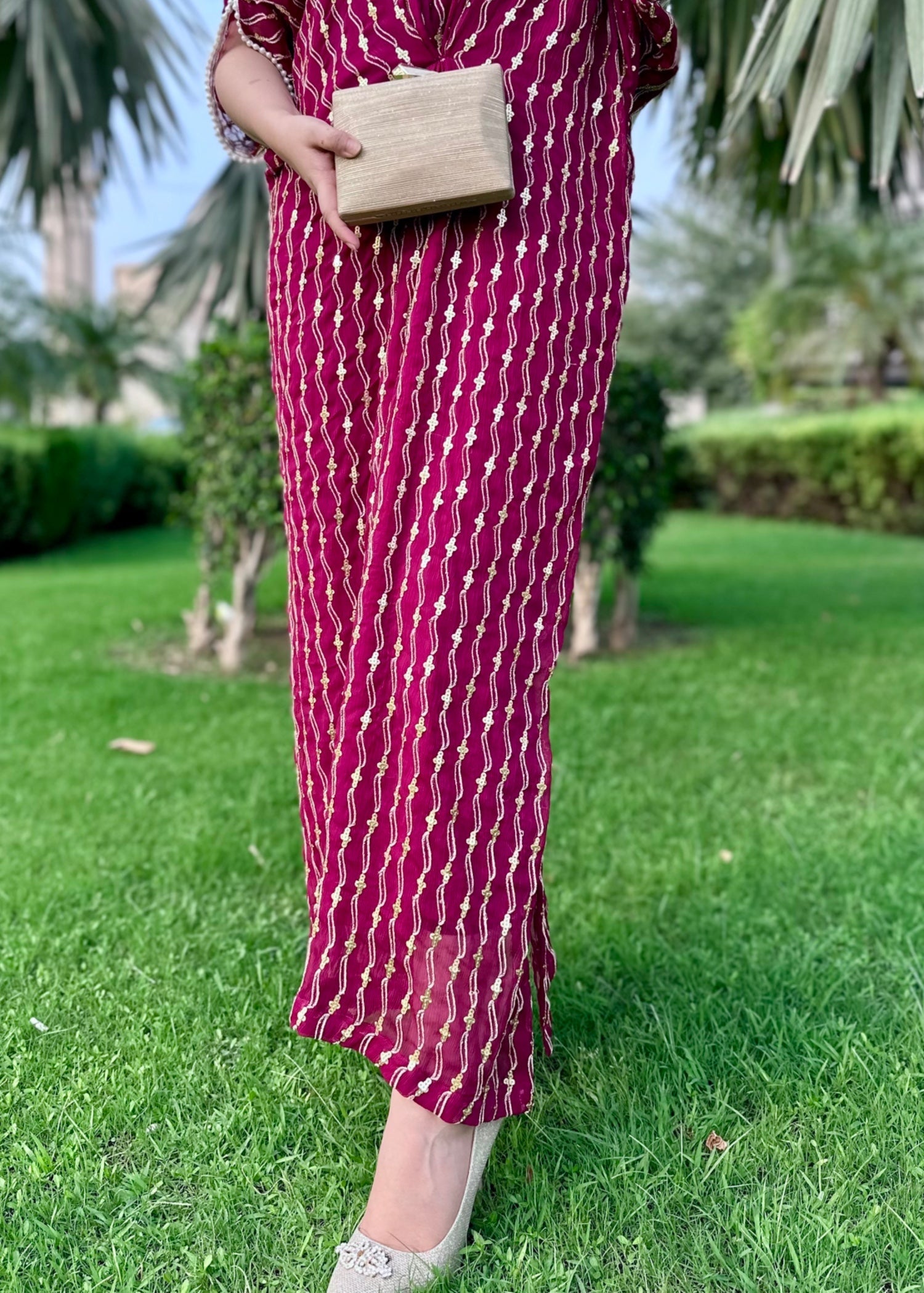 chiffon Kaftan in Magenta haze