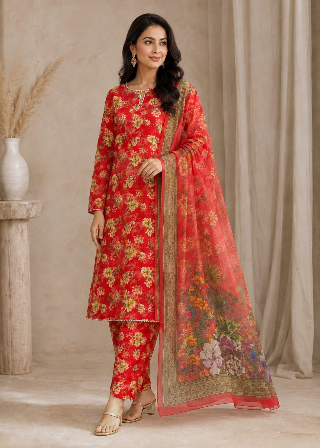 swiss lawn Unstitched in Scarlet