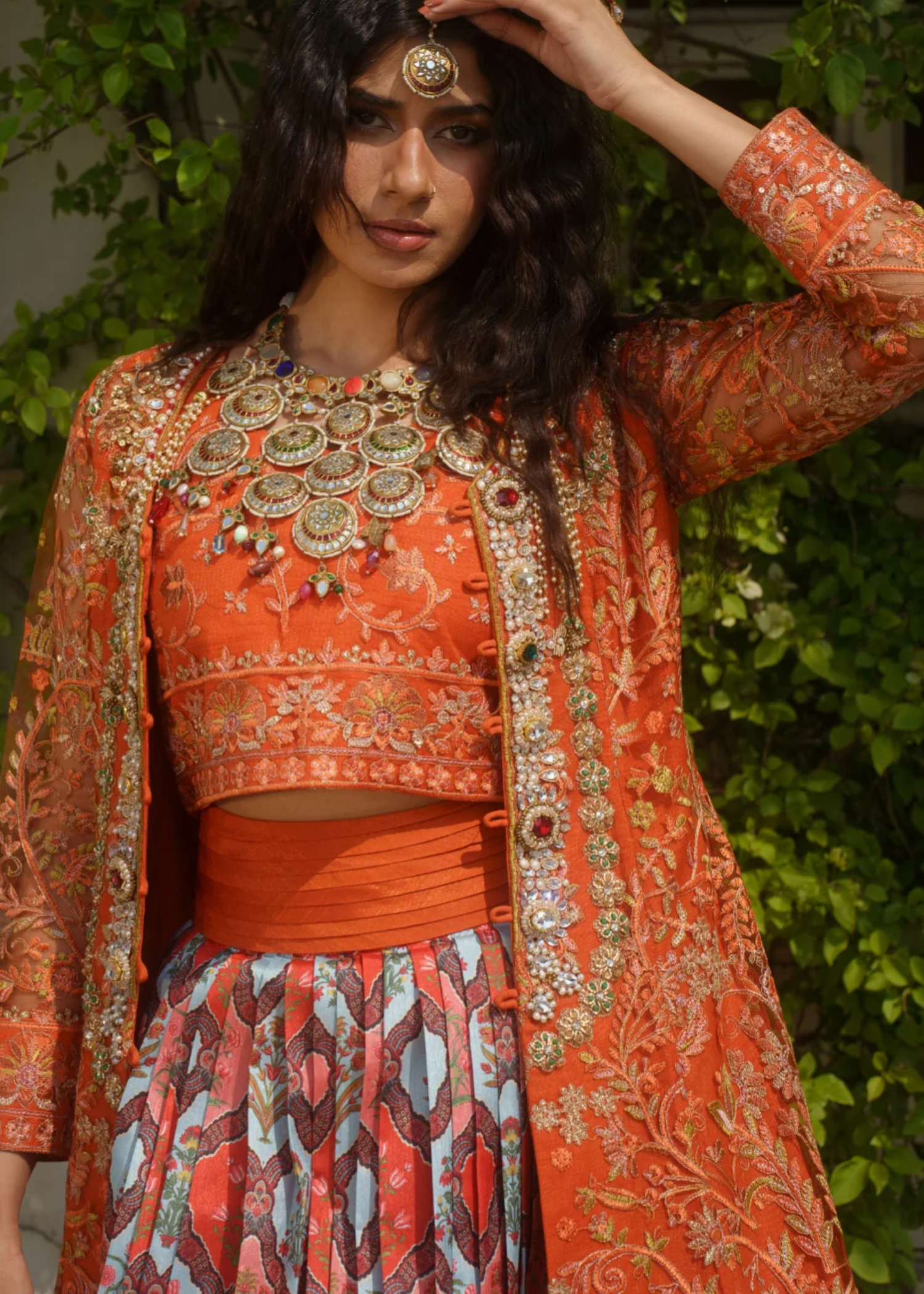 raw silk Lehenga in Orange