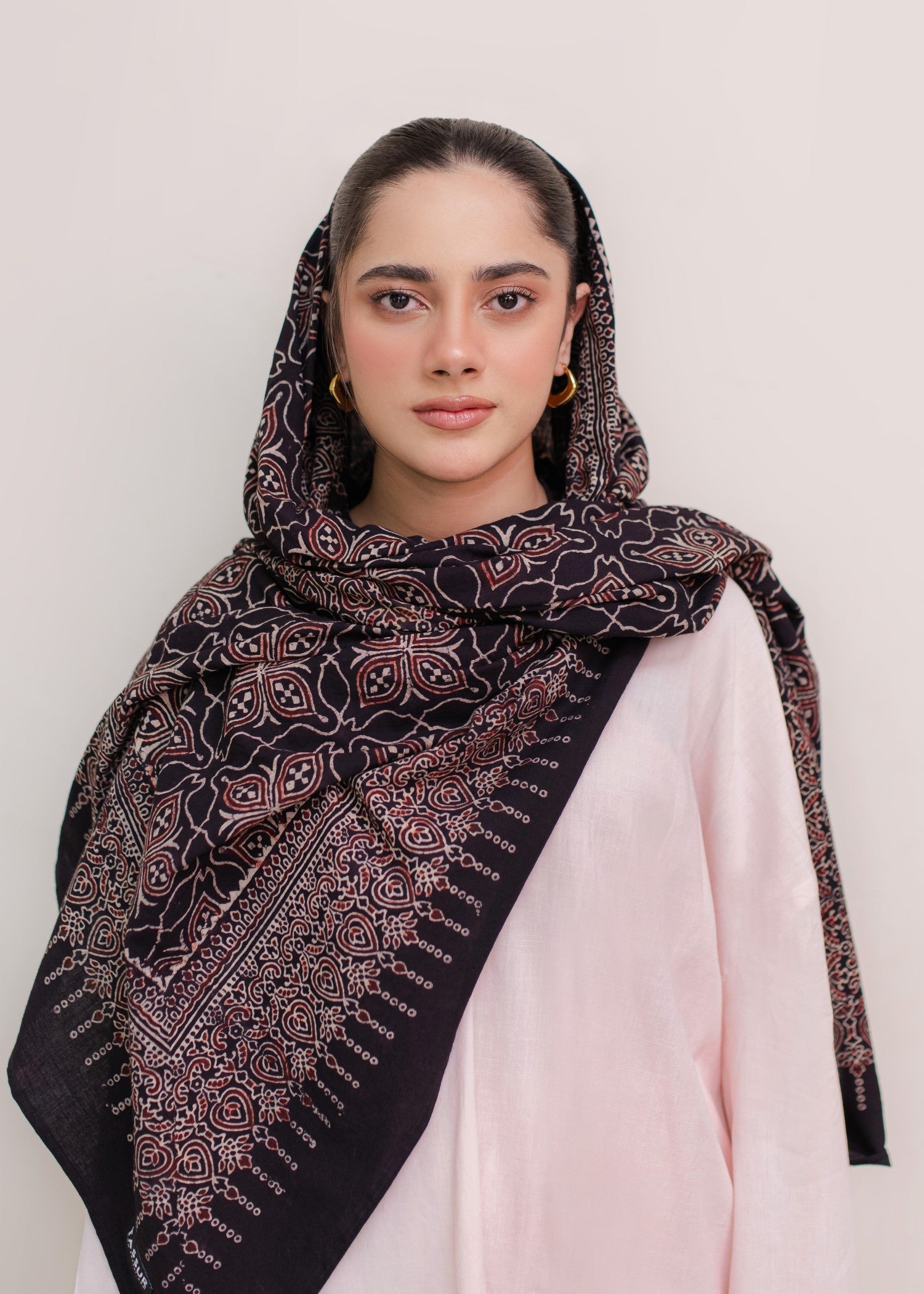 lawn cotton Hijab in Black