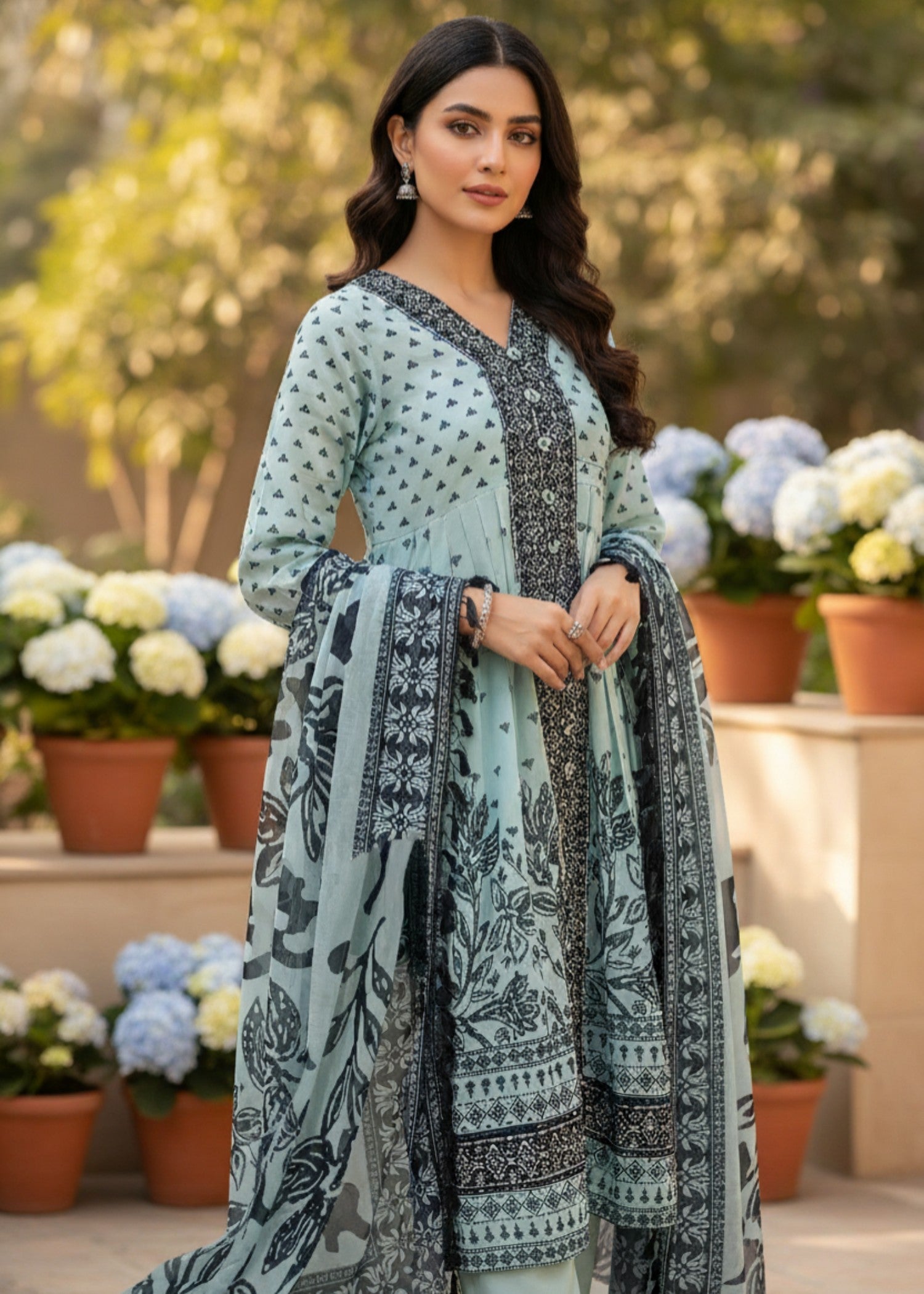 chiffon Maxi in Ice blue