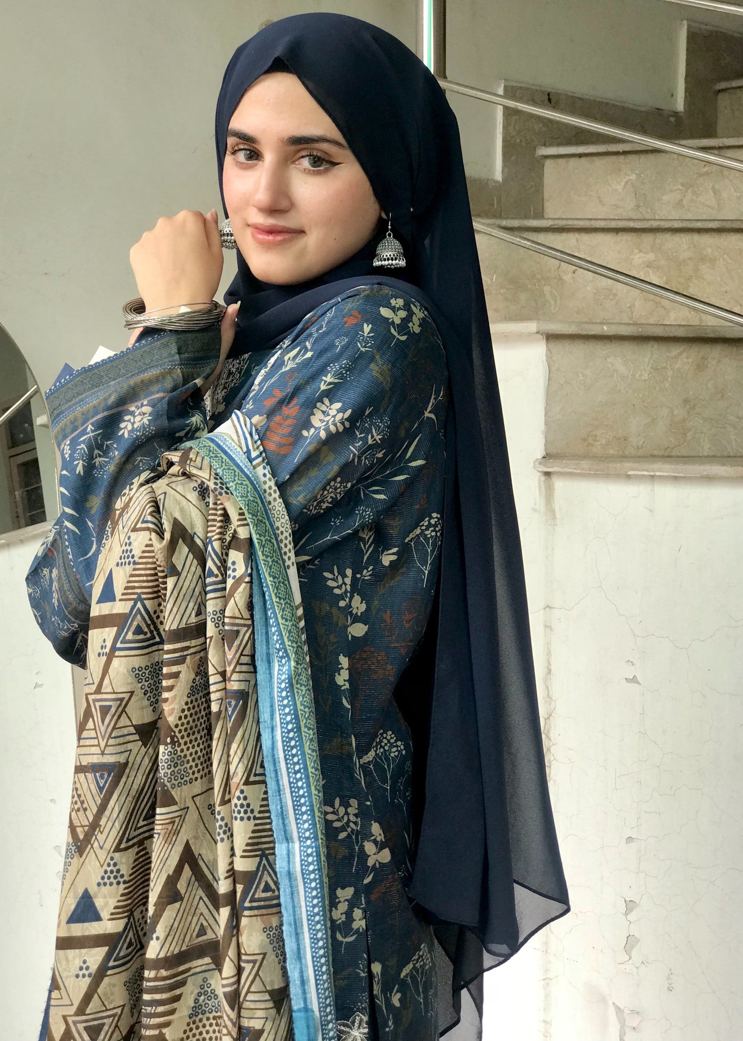 lawn Kurta Set in Aegean blue