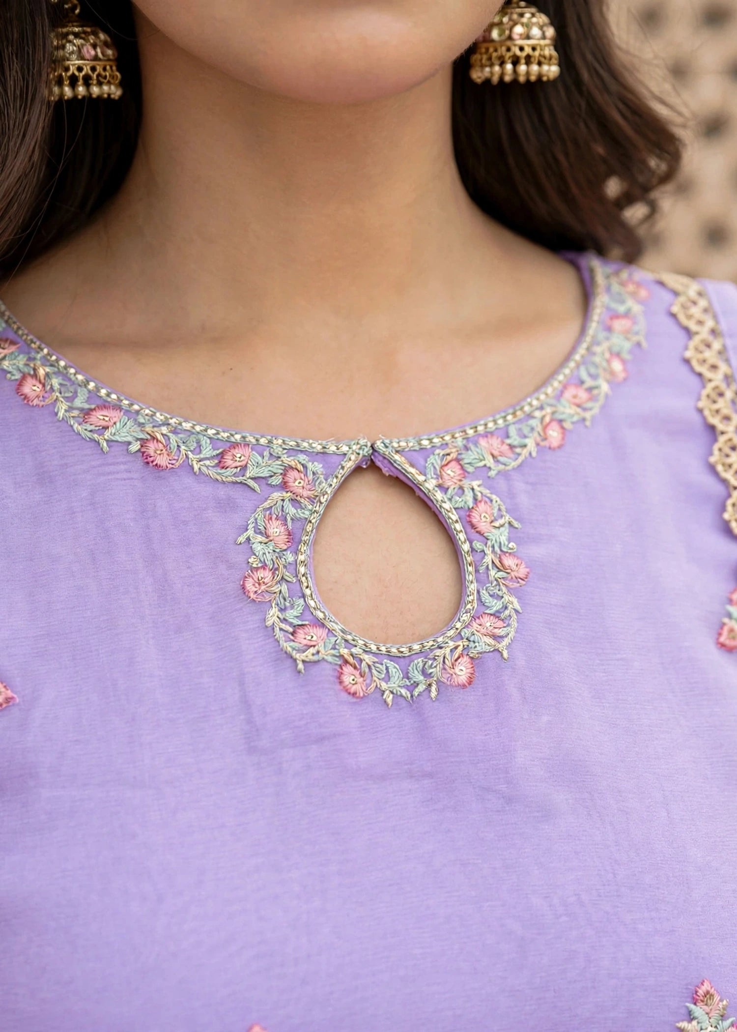 chiffon Gharara in Bright lavender