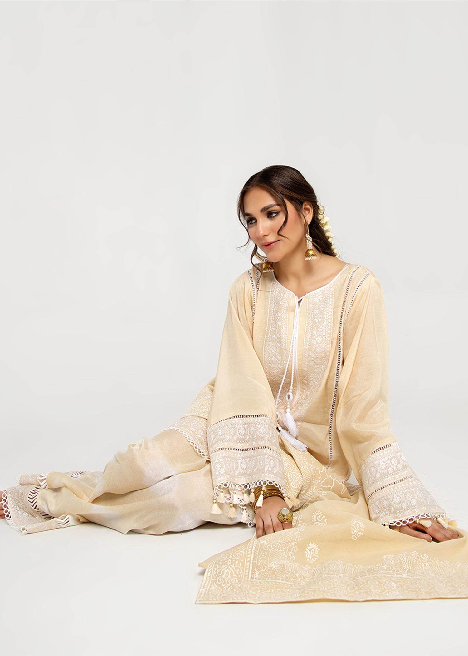 viscose Kurta Set in Beige