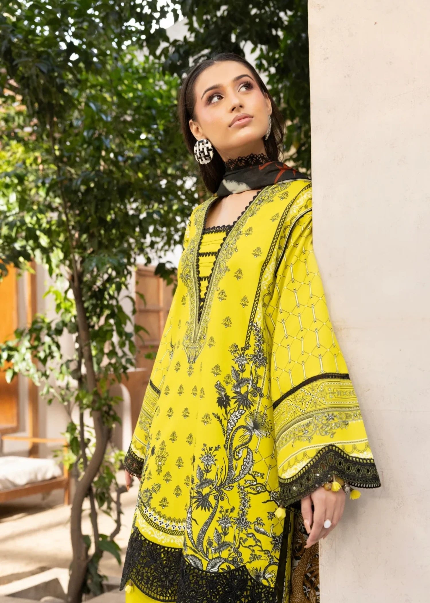 cambric Kurta Set in Yellow