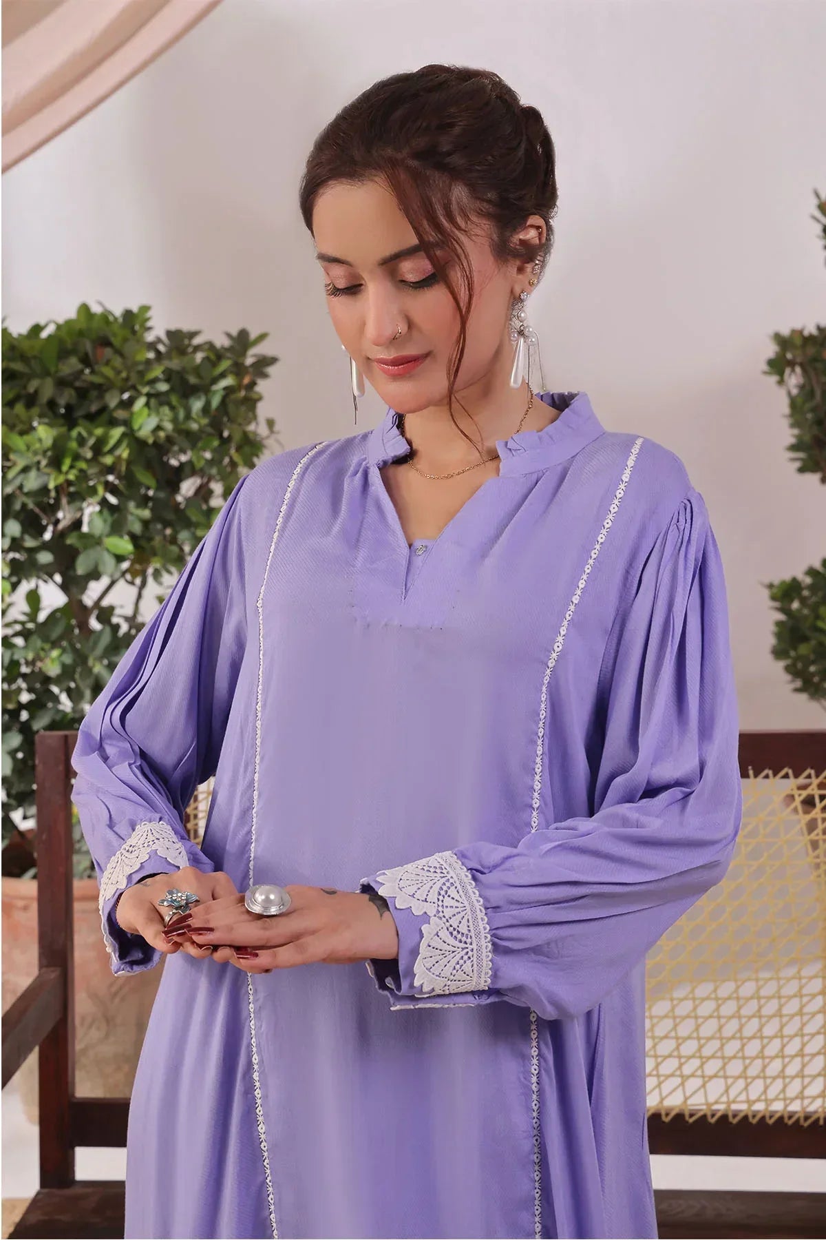 silk Short Frock in Lilac
