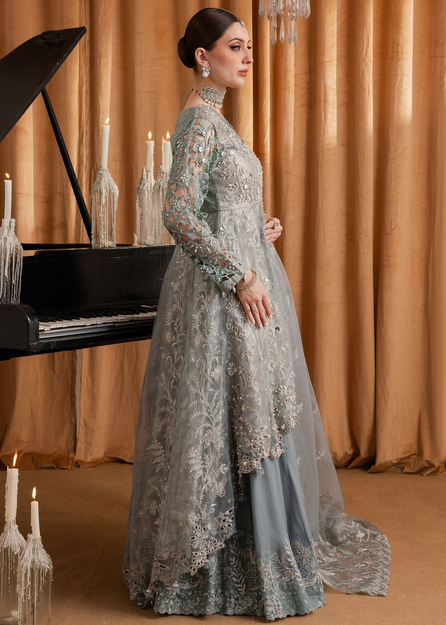 organza Sharara in Grey