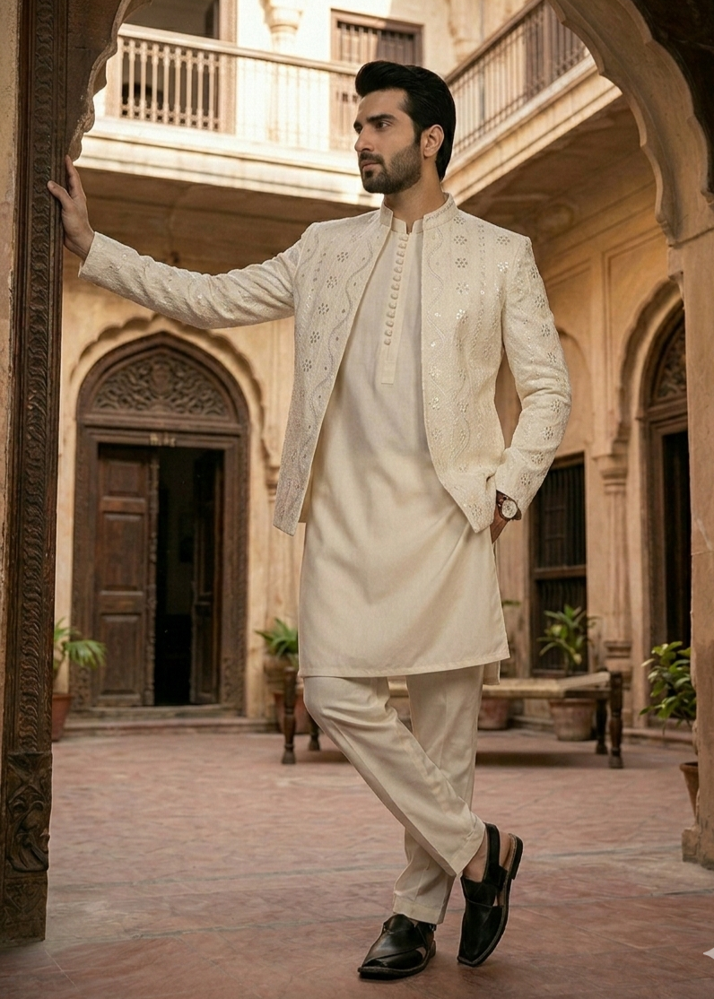 silk Prince Coat in Pearl white