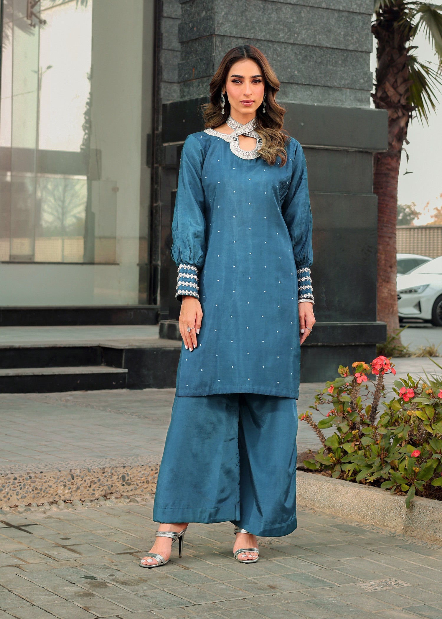 silk Kurta Set in Royal blue