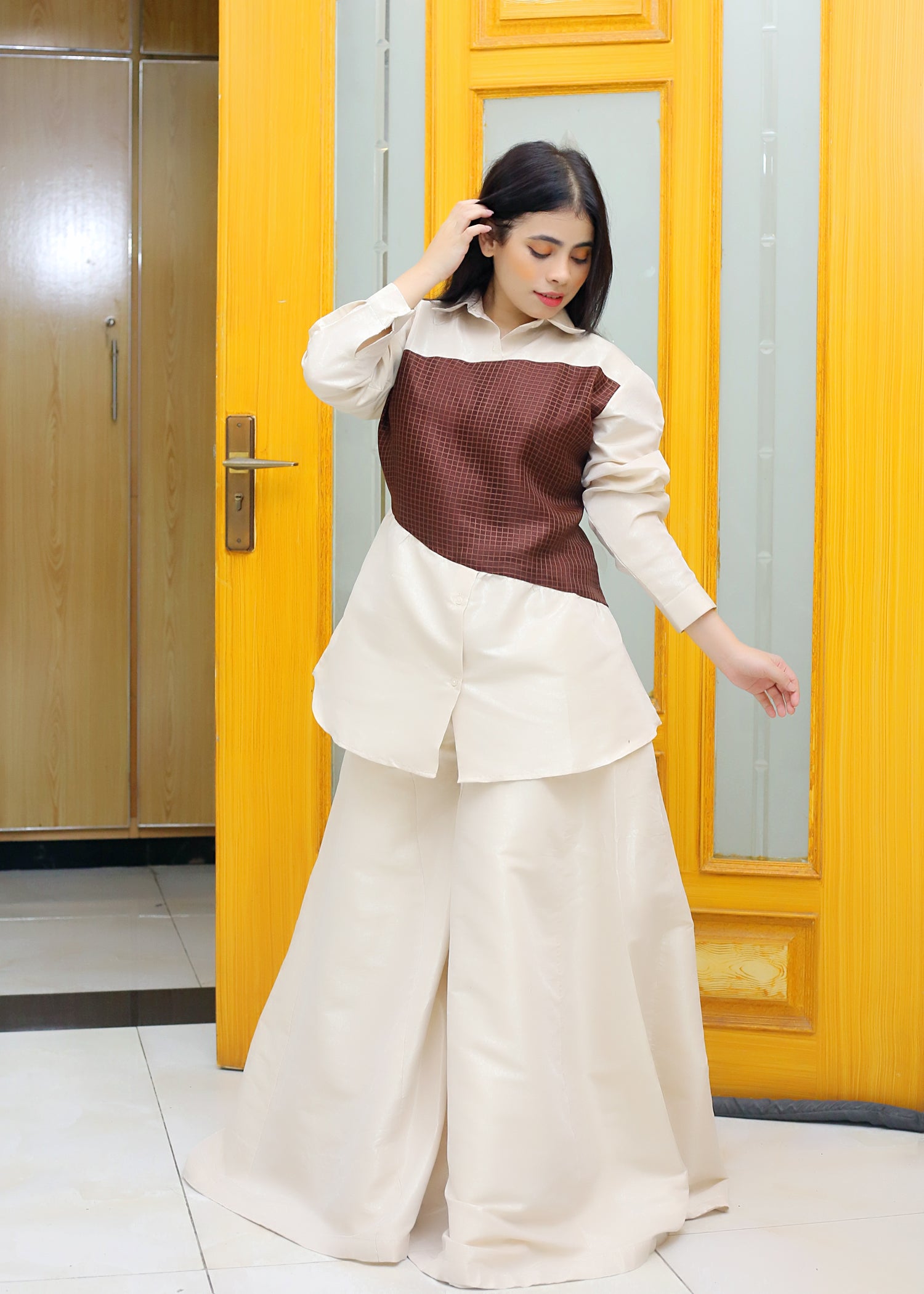 zari masuri Co ord Sets in Antique white