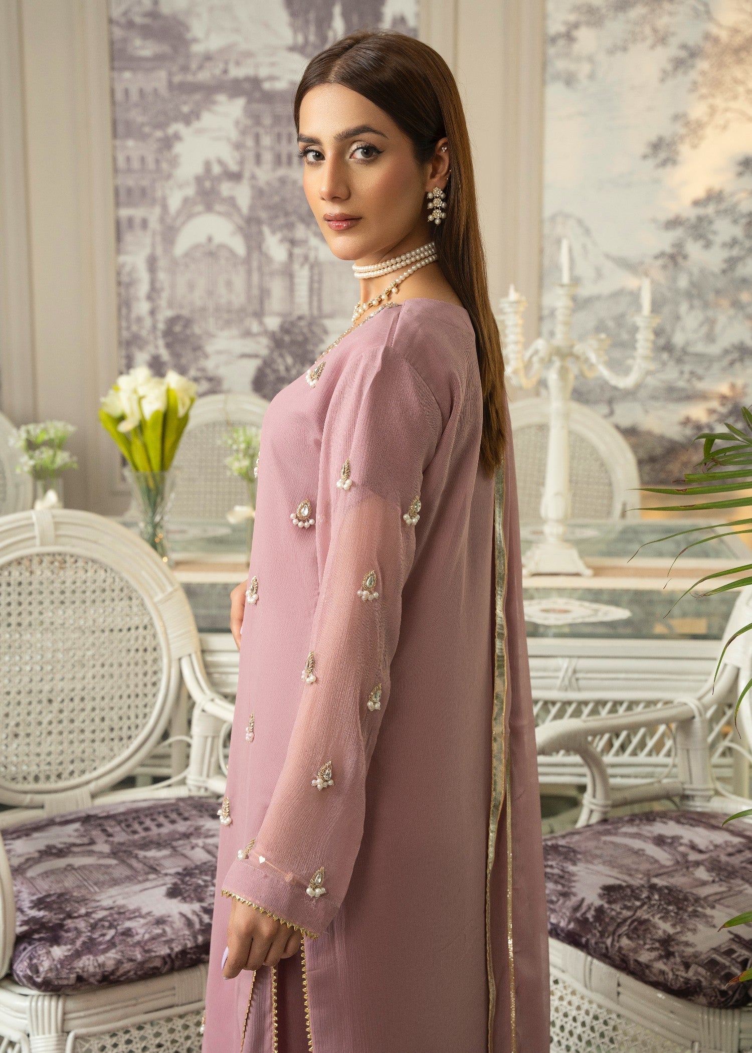 chiffon Sharara in Lilac