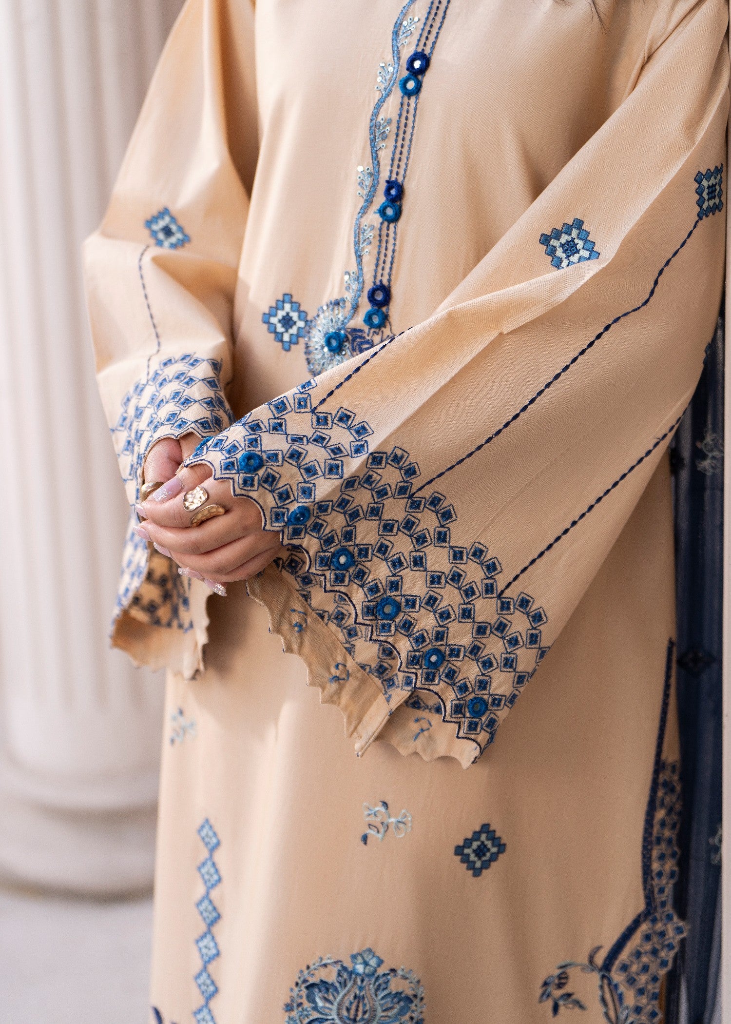 cambric Kurta Set in Buttercream