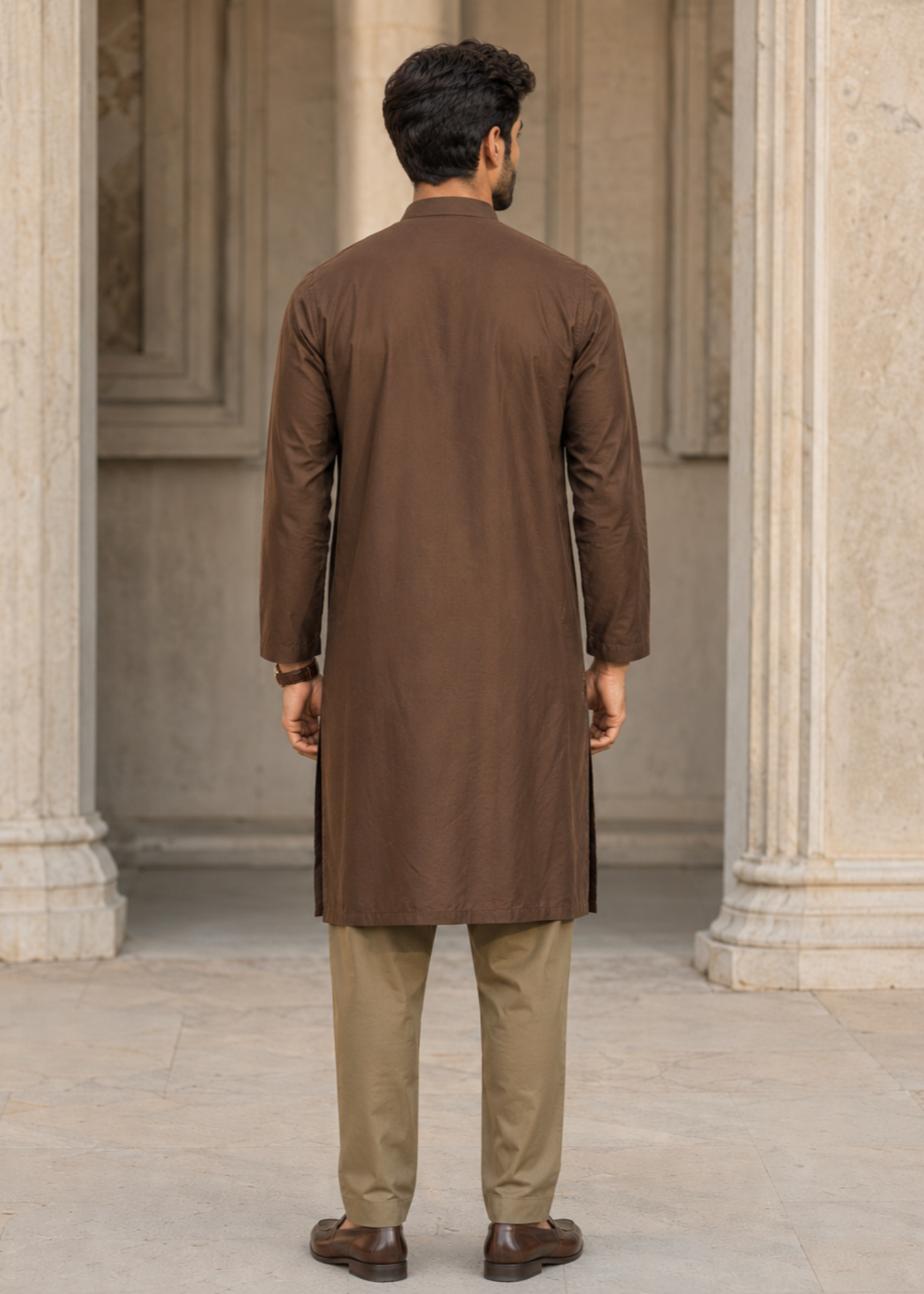 pk raw silk Kurta Set in Dark brown