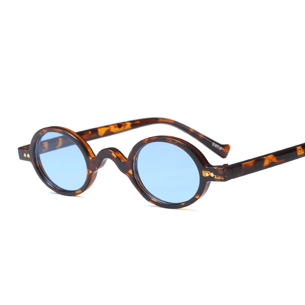 Oval Retro Sunglasses Men Leopard Print