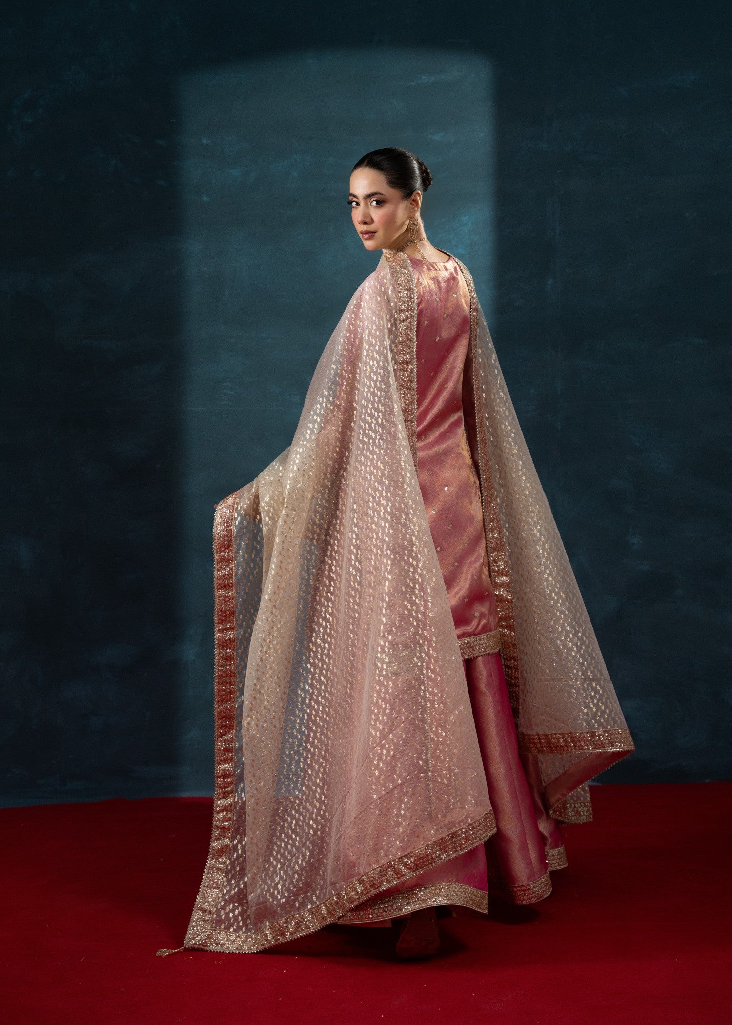 tissue Sharara in Coral pink