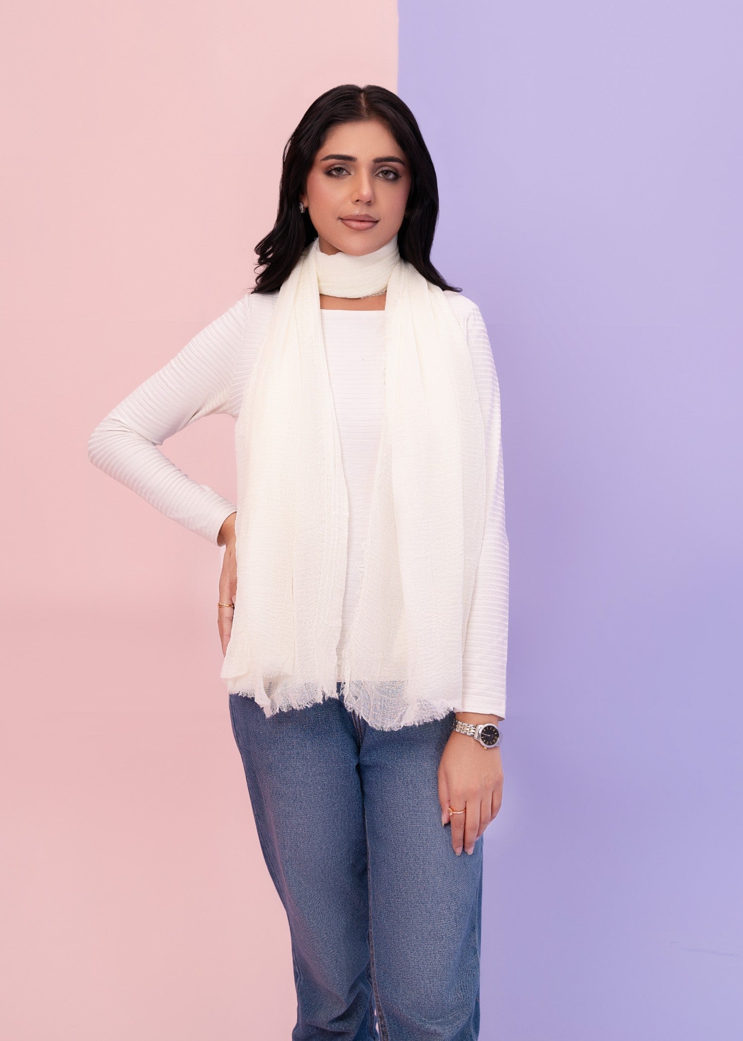 viscose Hijab in White