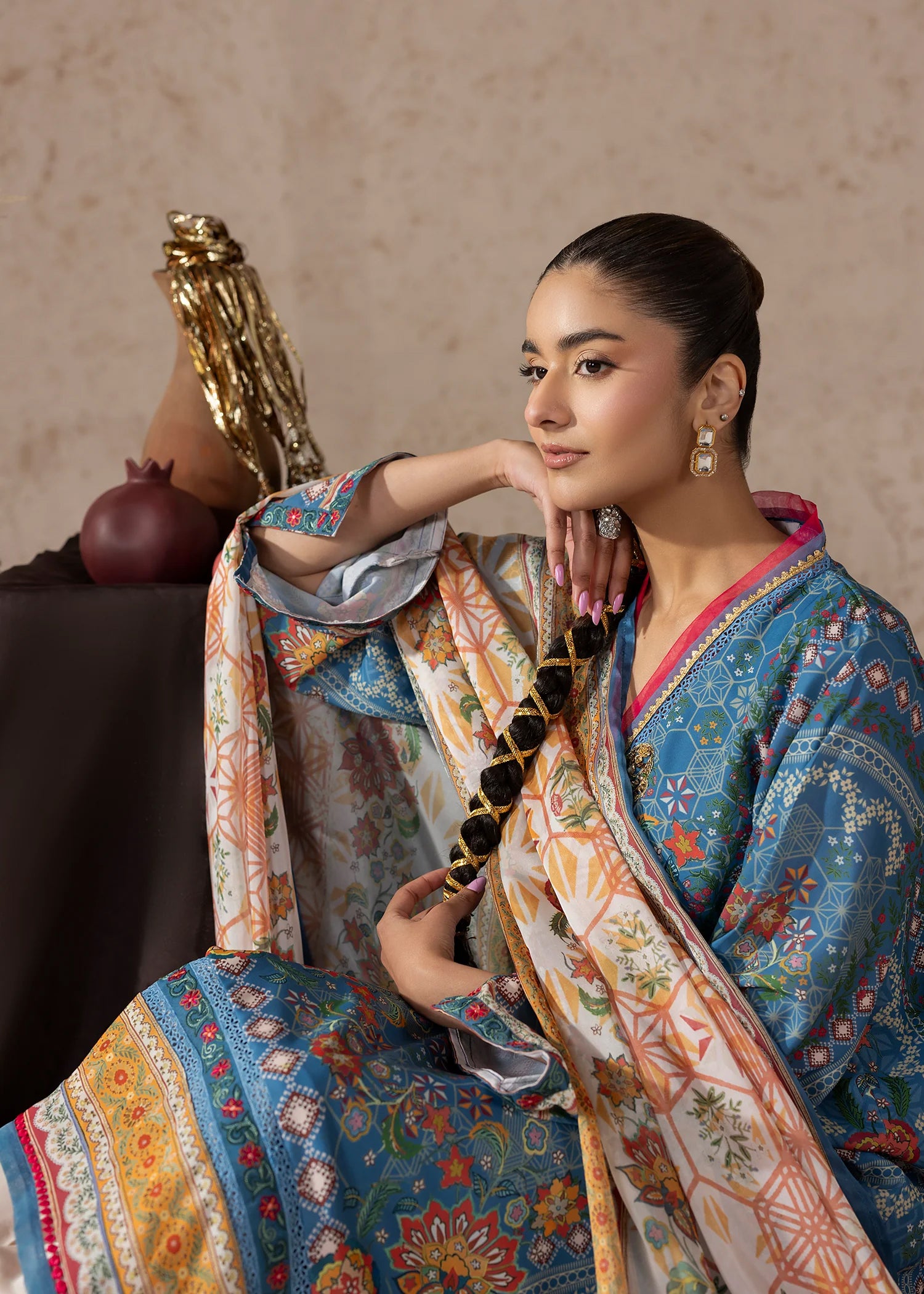 georgette Kurta Set in Steel blue