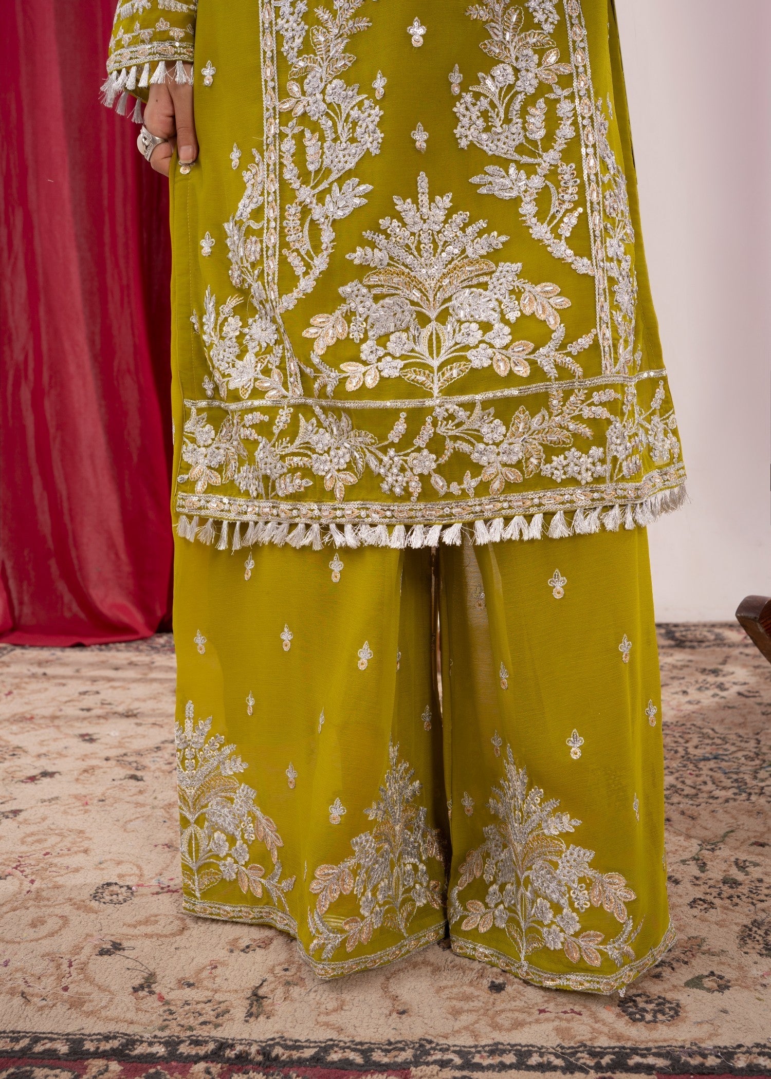 chiffon Kurta Set in Apple green