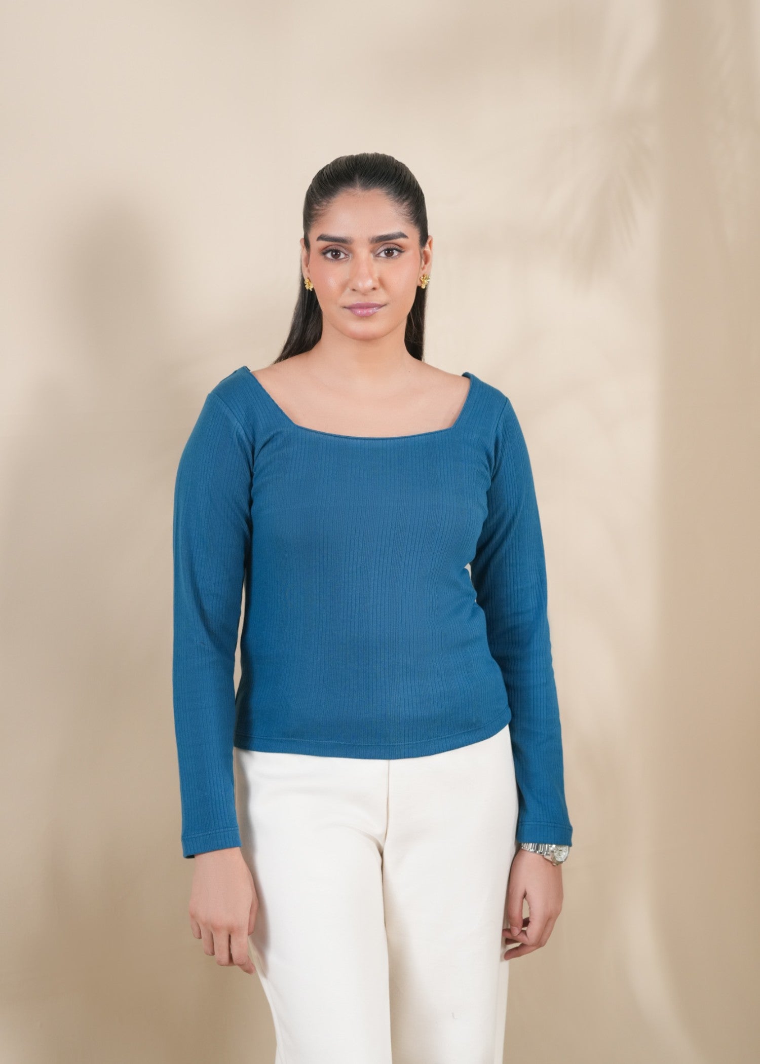 cotton pique Top in Blue