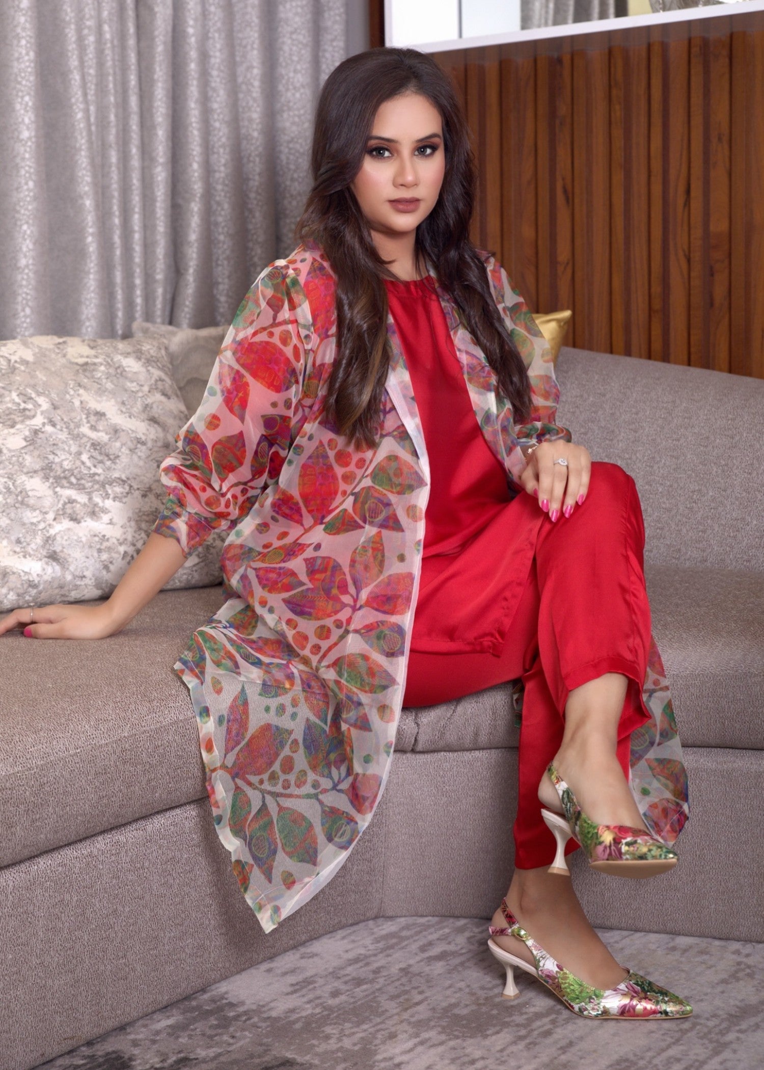 silk Gown in Red