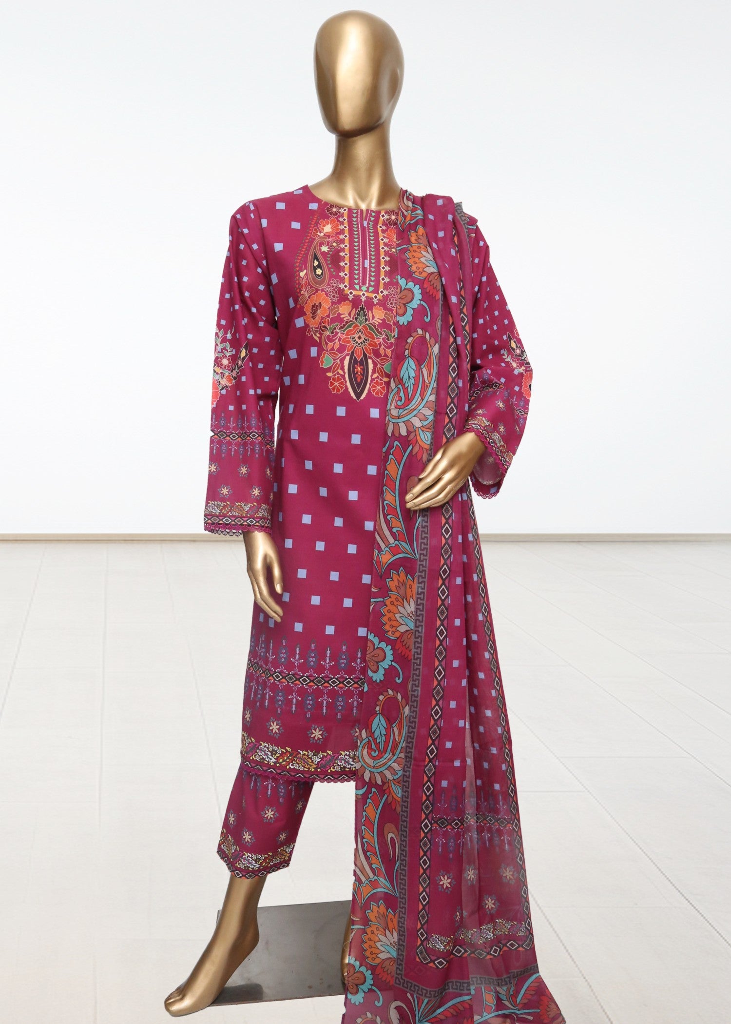 lawn Kurta Set in Multi, lusty gallant