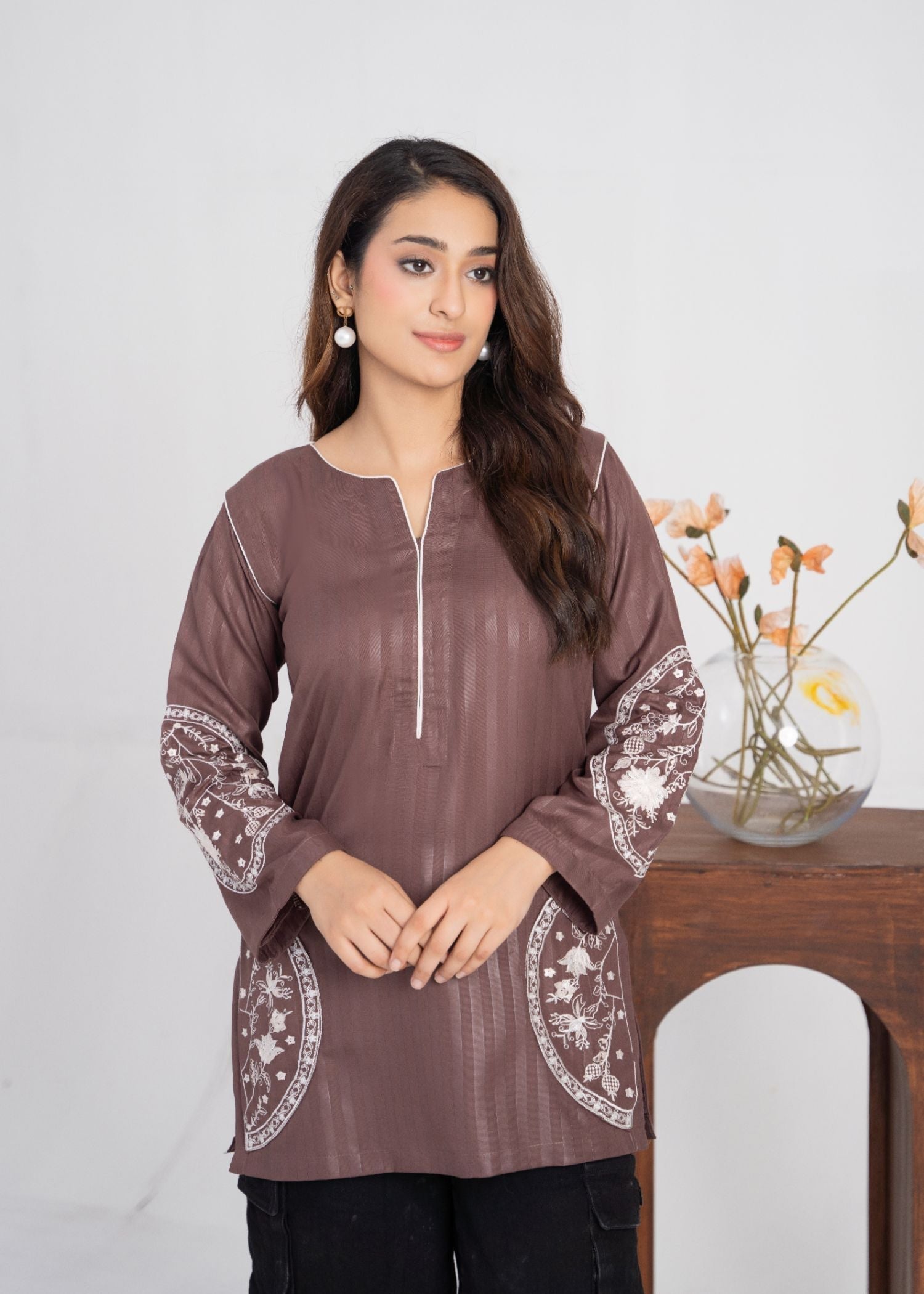 cotton Kurti in Coffee brown