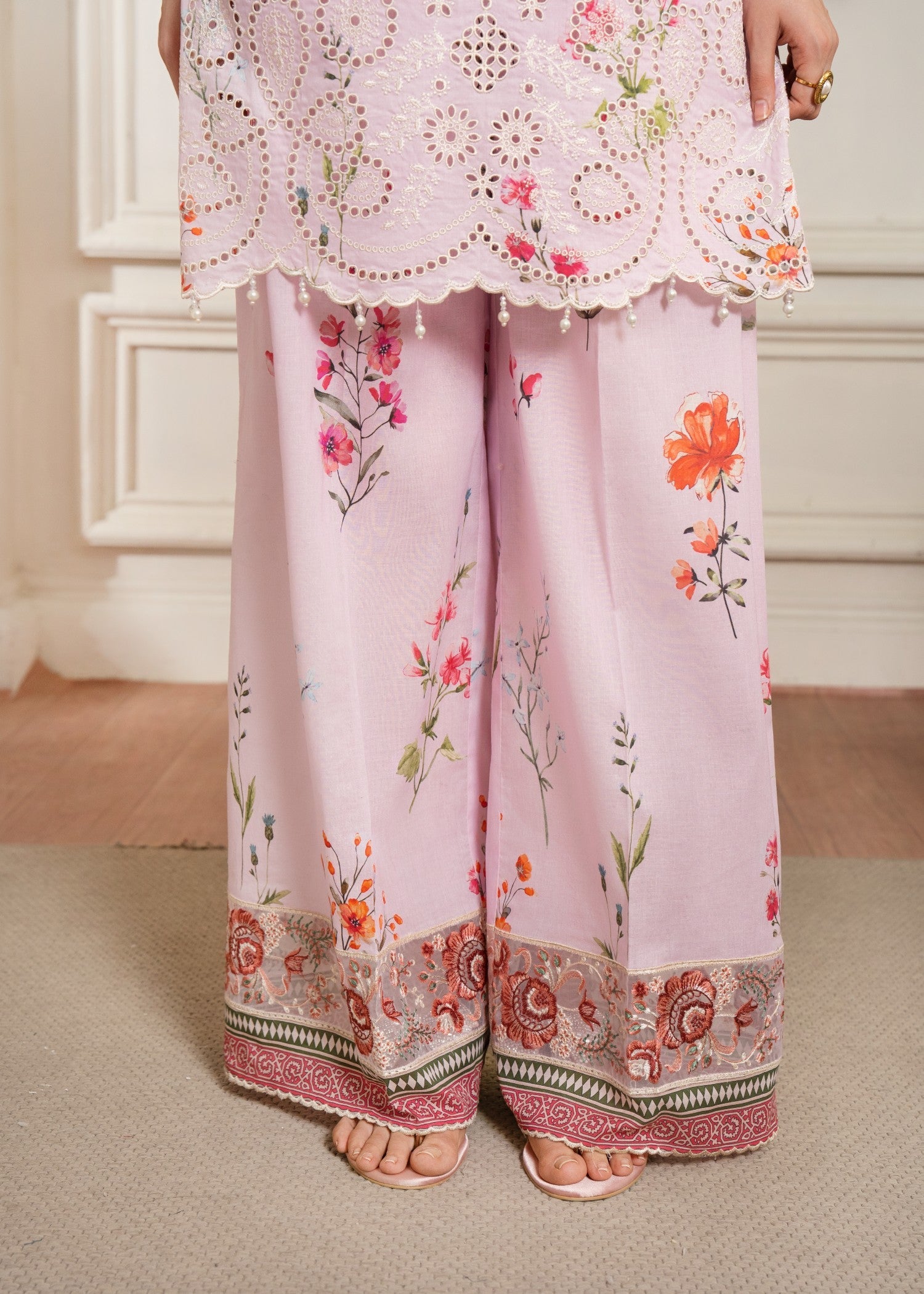 lawn Kurta Set in Carnation pink