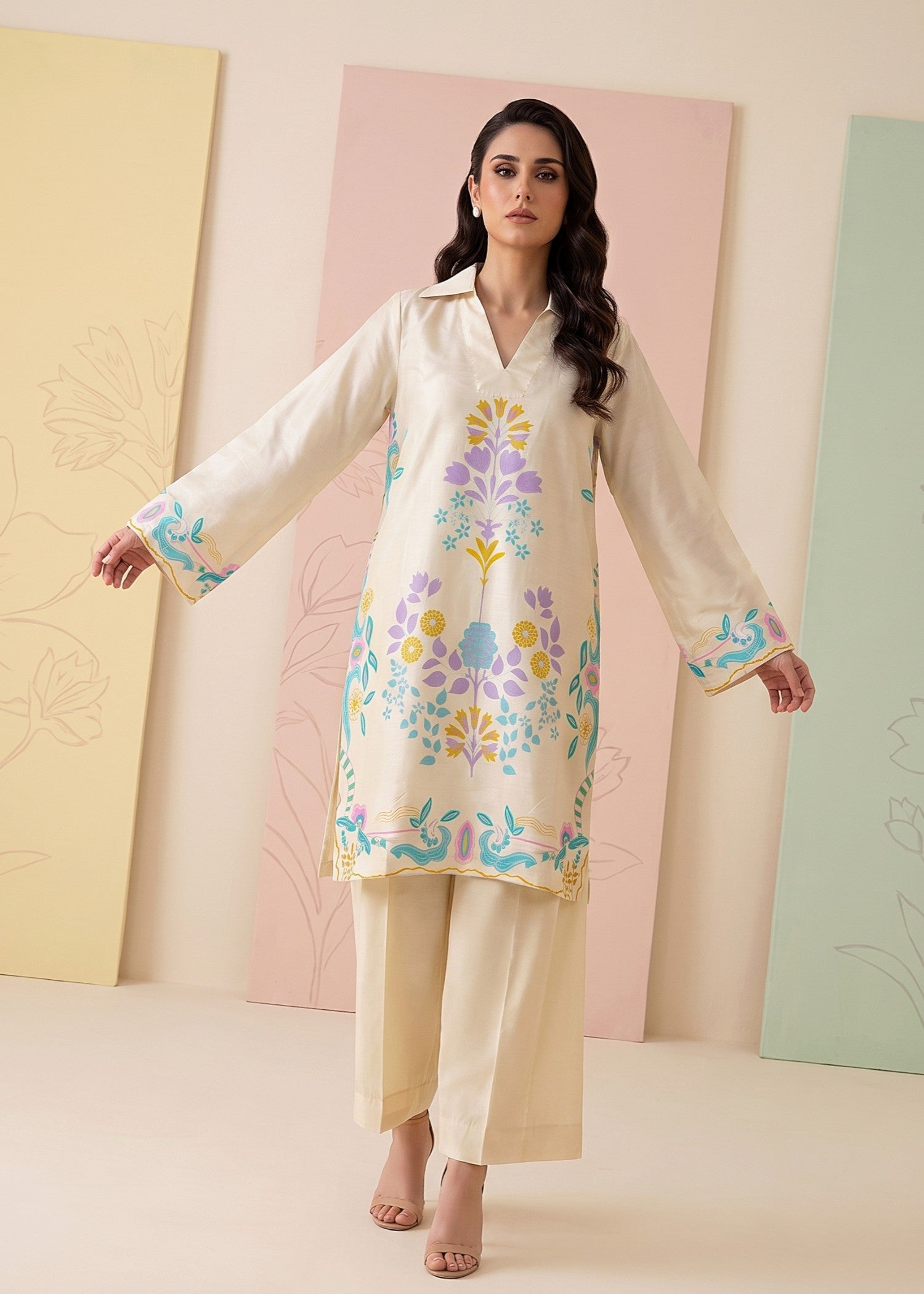 raw silk Kurta Set in Antique white