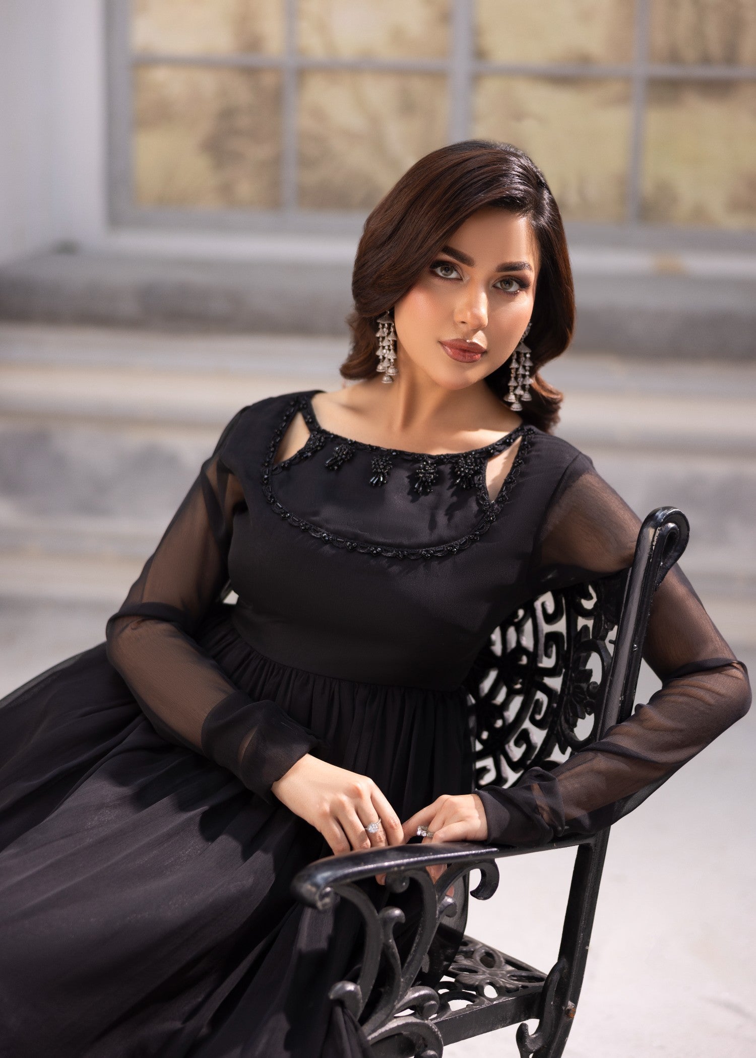 chiffon Maxi in Jet black
