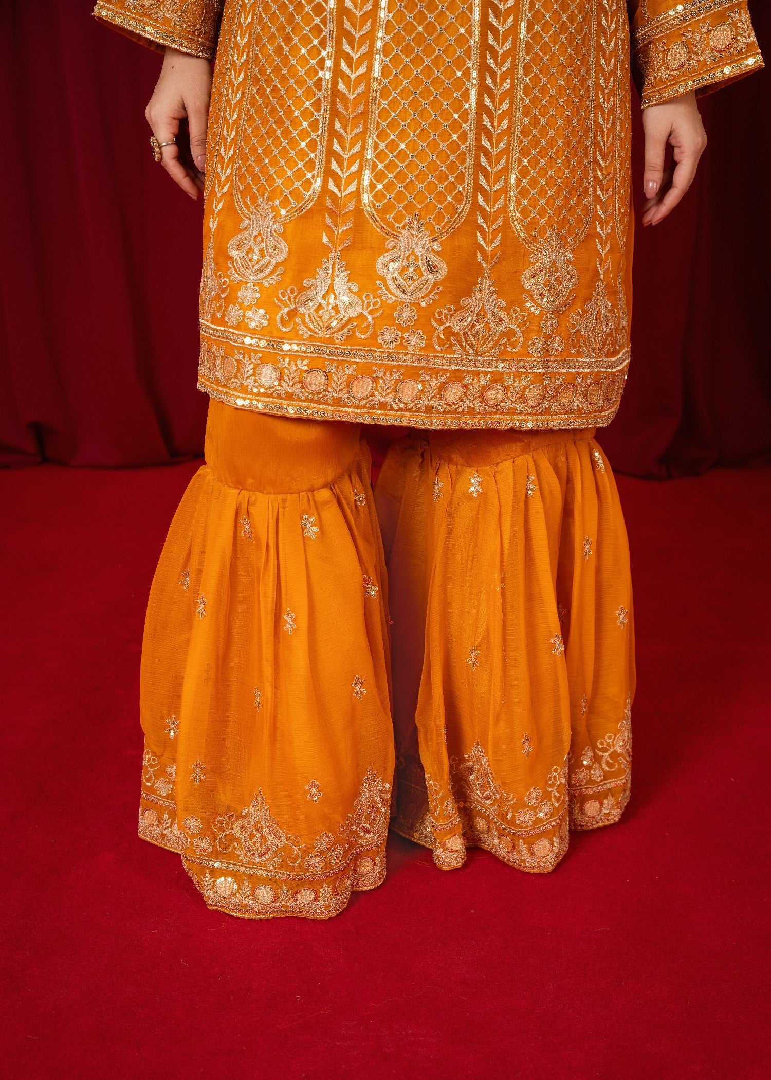 chiffon Gharara in Orange