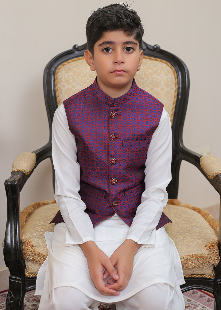 jamawar Waistcoat in Purple